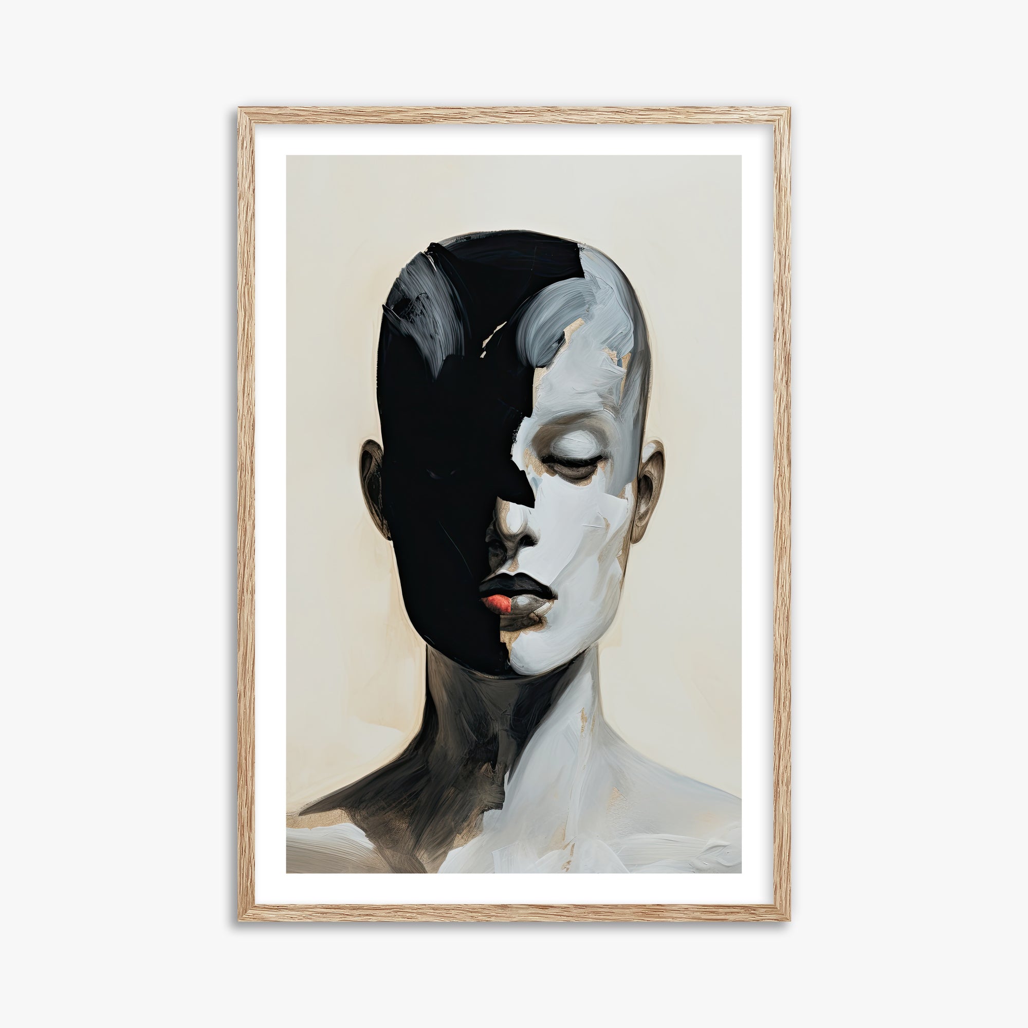 Masked Echo, 61x91cm Framed Art Reproduction With Raw Oak Frame