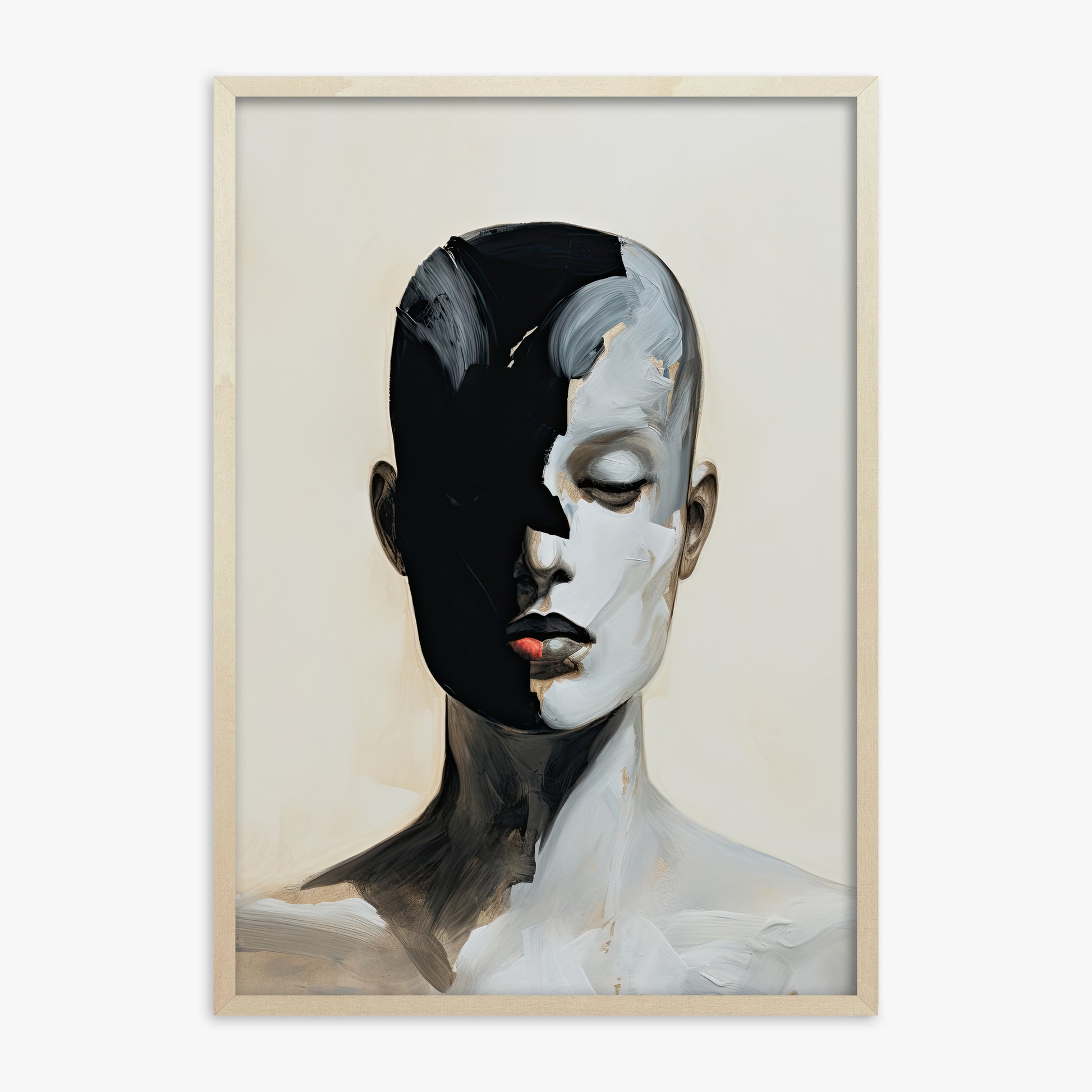Masked Echo, 70x100cm Framed Art Reproduction With Lime Wood Frame