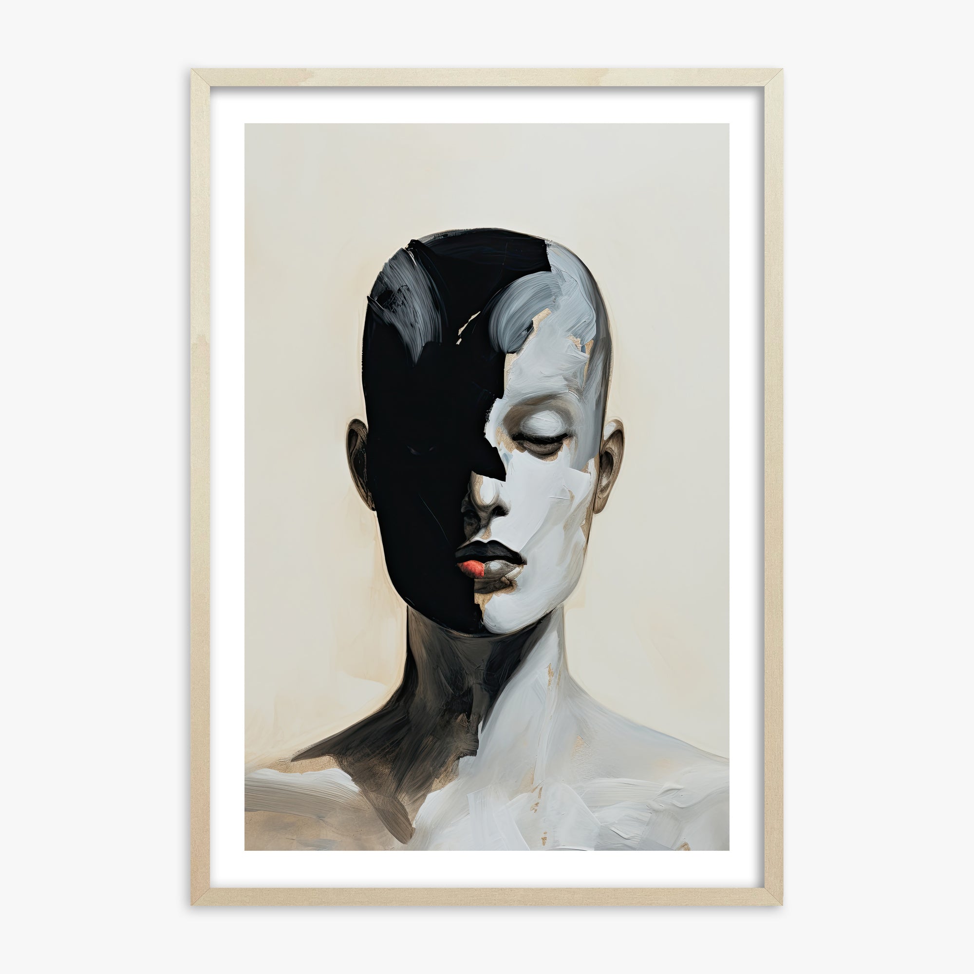 Masked Echo, 70x100cm Framed Art Reproduction With Lime Wood Frame
