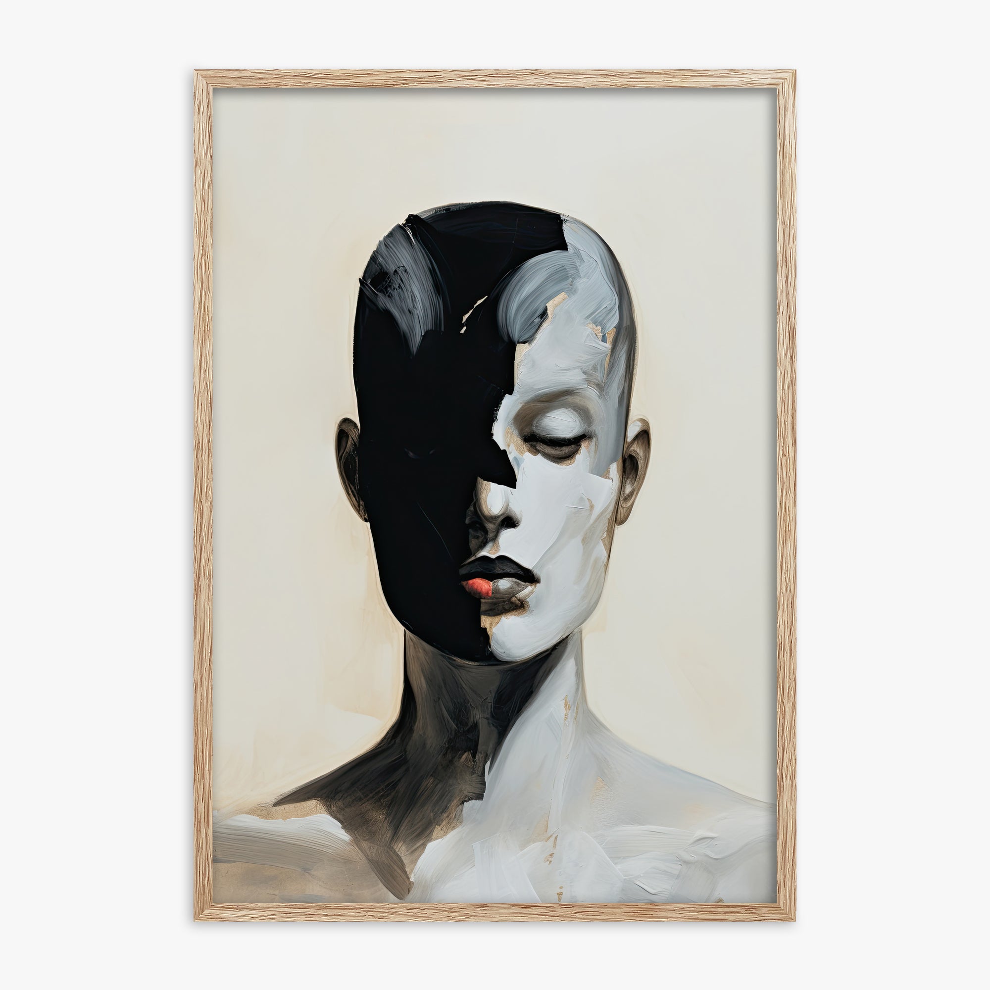 Masked Echo, 70x100cm Framed Art Reproduction With Raw Oak Frame