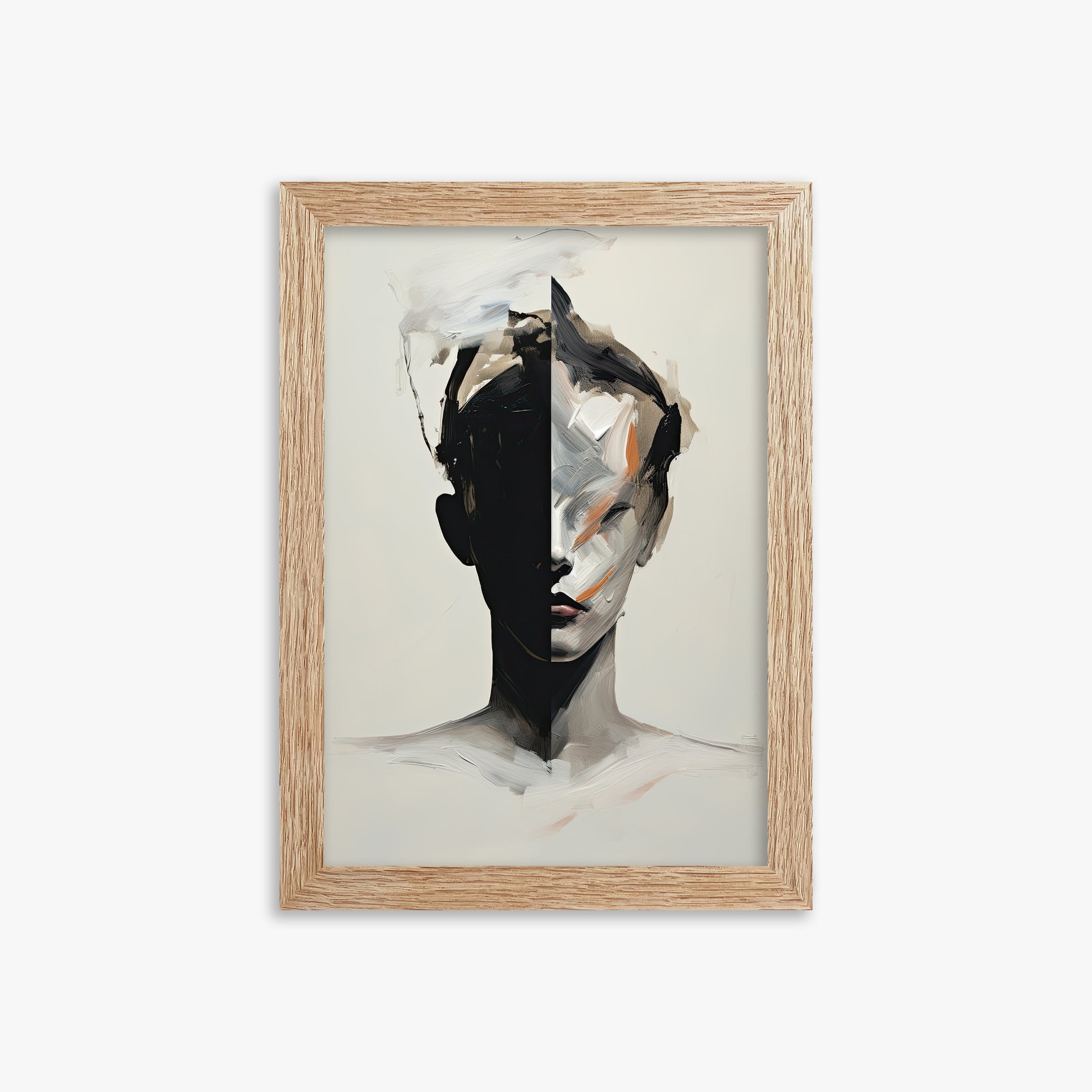 Divided Persona, 21x30cm Framed Art Reproduction With Raw Oak Frame