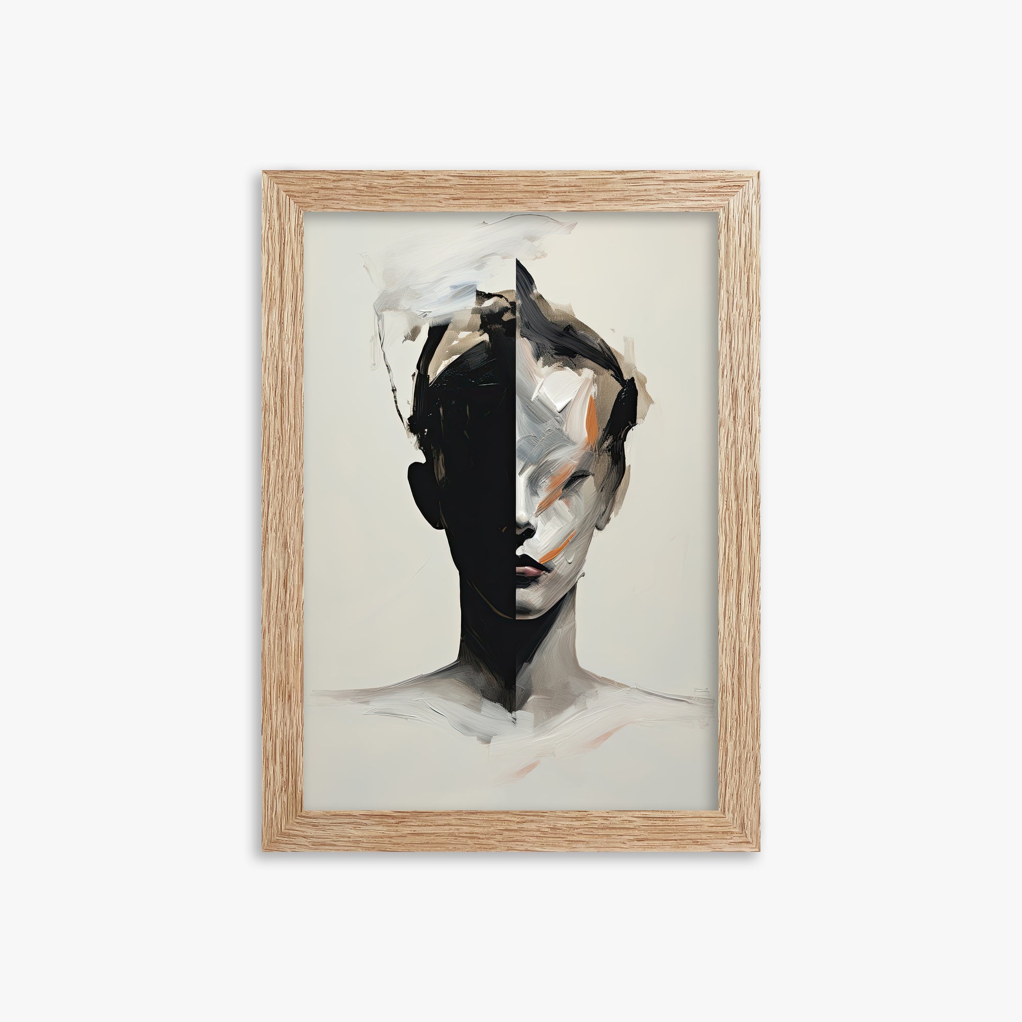 Divided Persona, 21x30cm Framed Art Reproduction With Raw Oak Frame