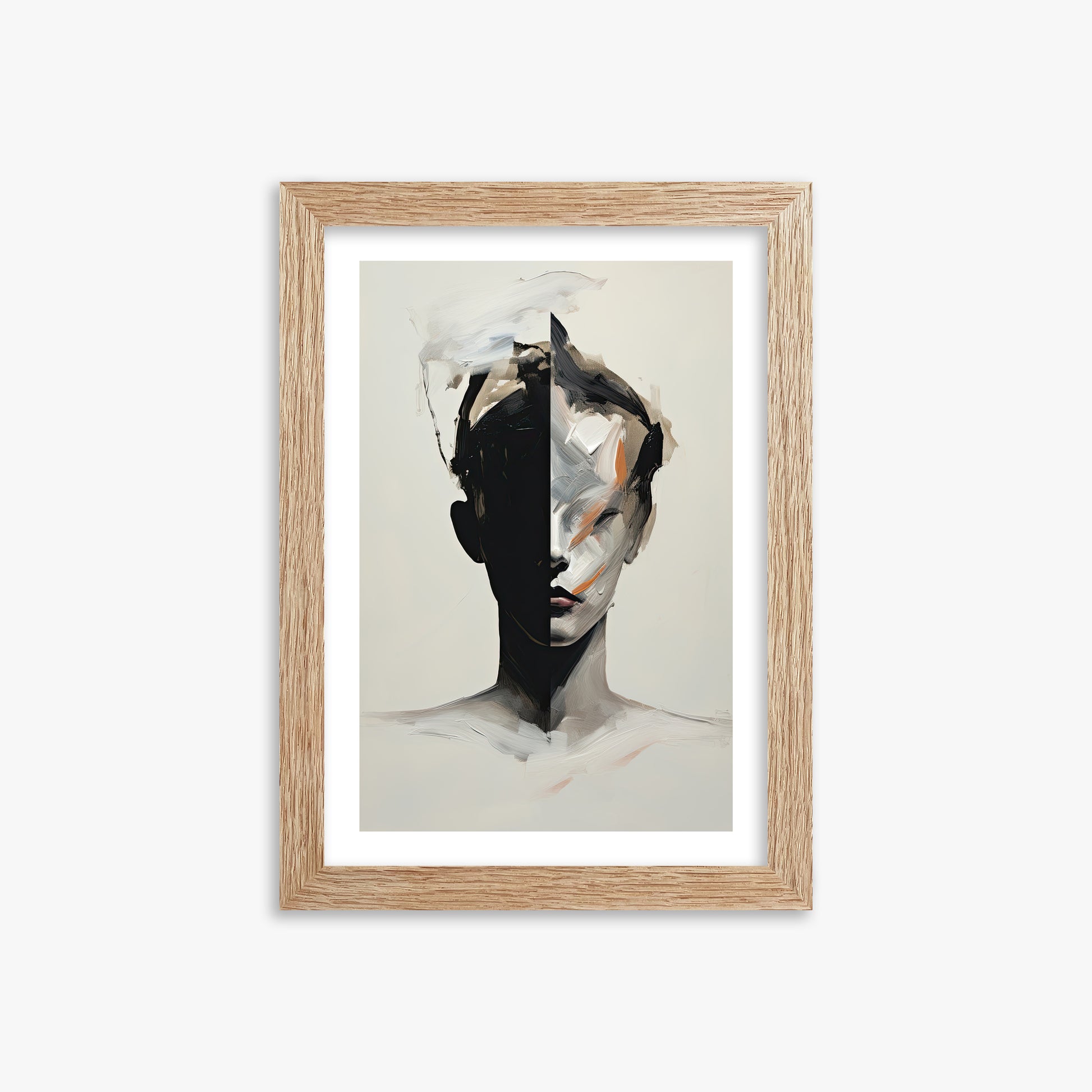 Divided Persona, 21x30cm Framed Art Reproduction With Raw Oak Frame