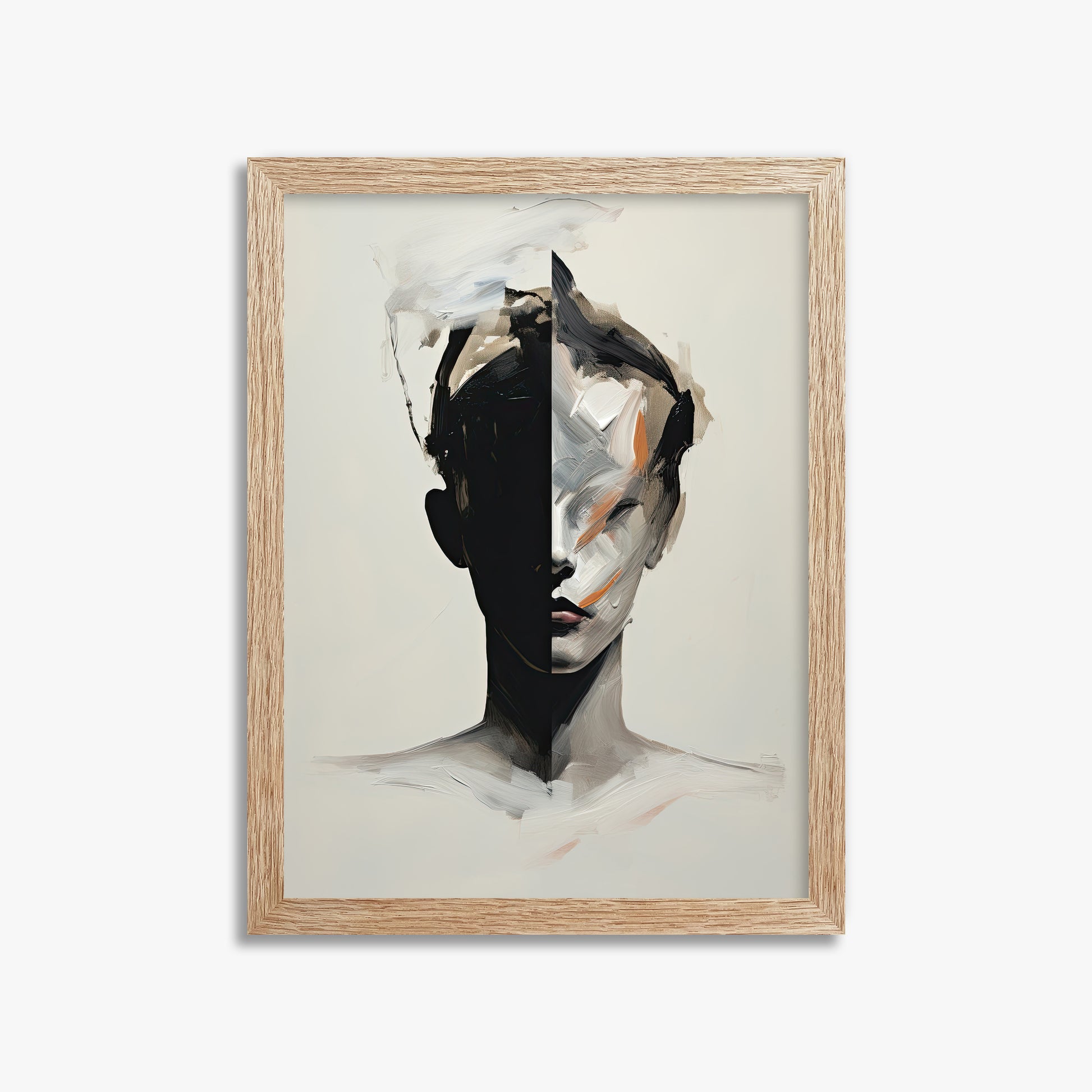 Divided Persona, 30x40cm Framed Art Reproduction With Raw Oak Frame