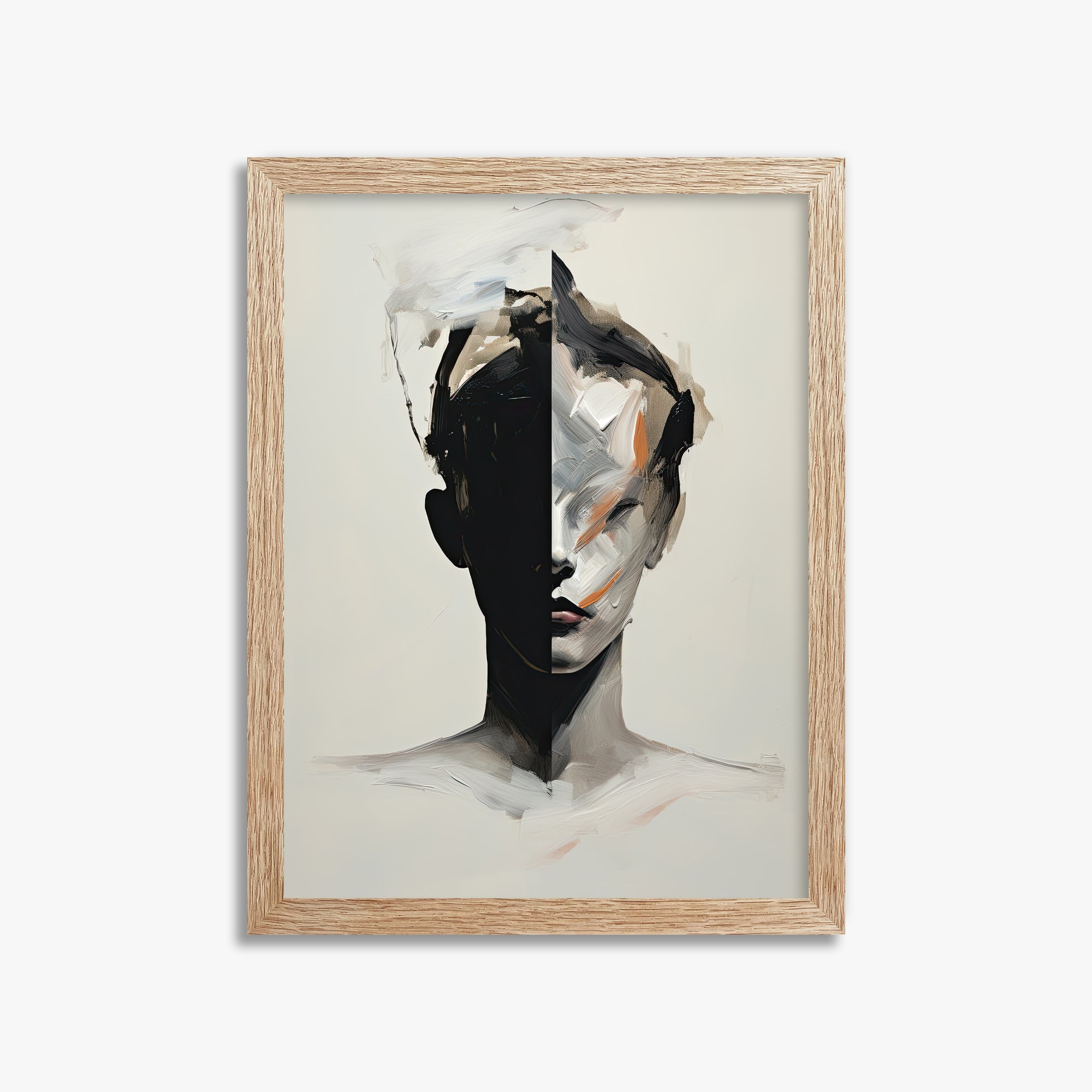 Divided Persona, 30x40cm Framed Art Reproduction With Raw Oak Frame