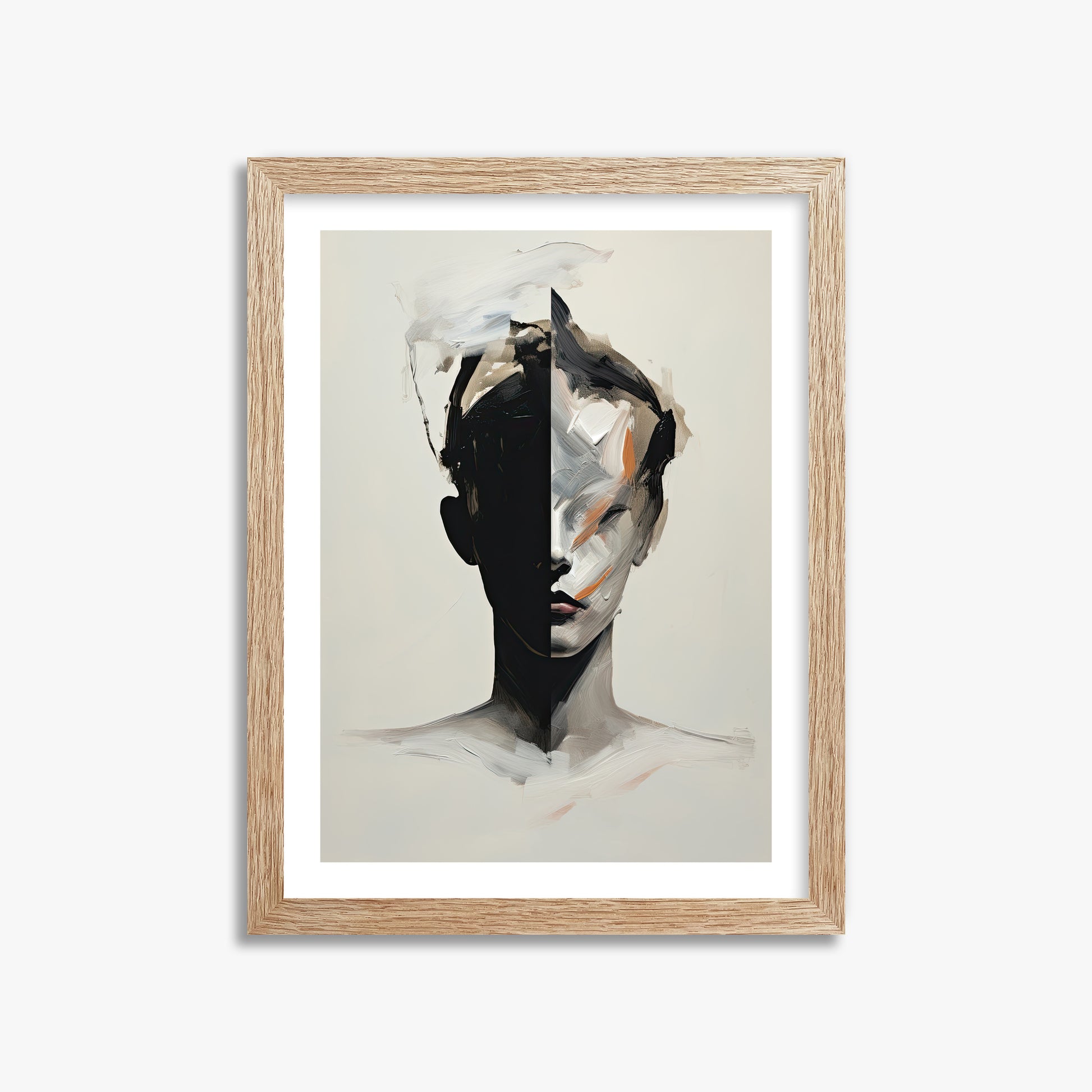 Divided Persona, 30x40cm Framed Art Reproduction With Raw Oak Frame