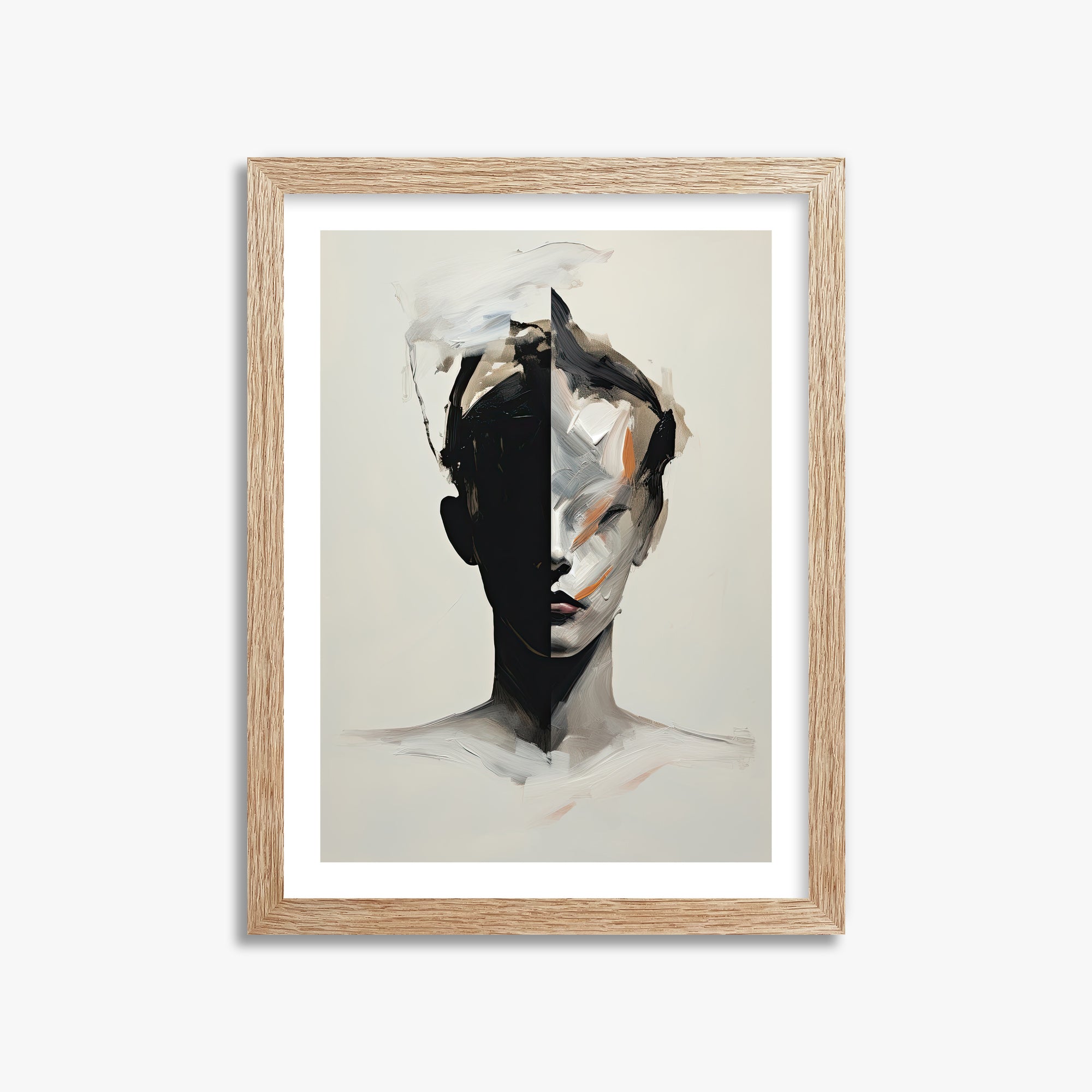Divided Persona, 30x40cm Framed Art Reproduction With Raw Oak Frame