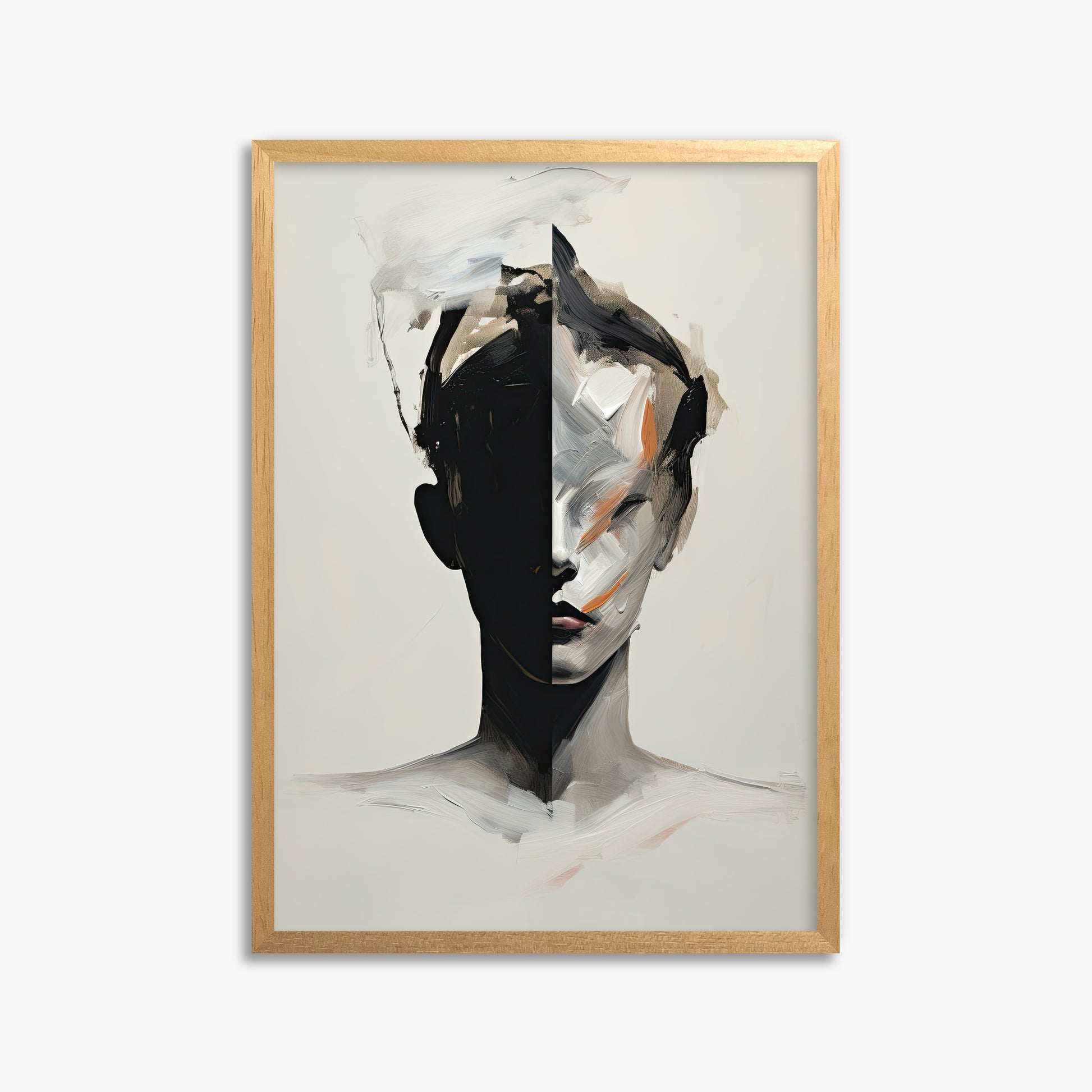 Divided Persona, 50x70cm Framed Poster With Oak Frame