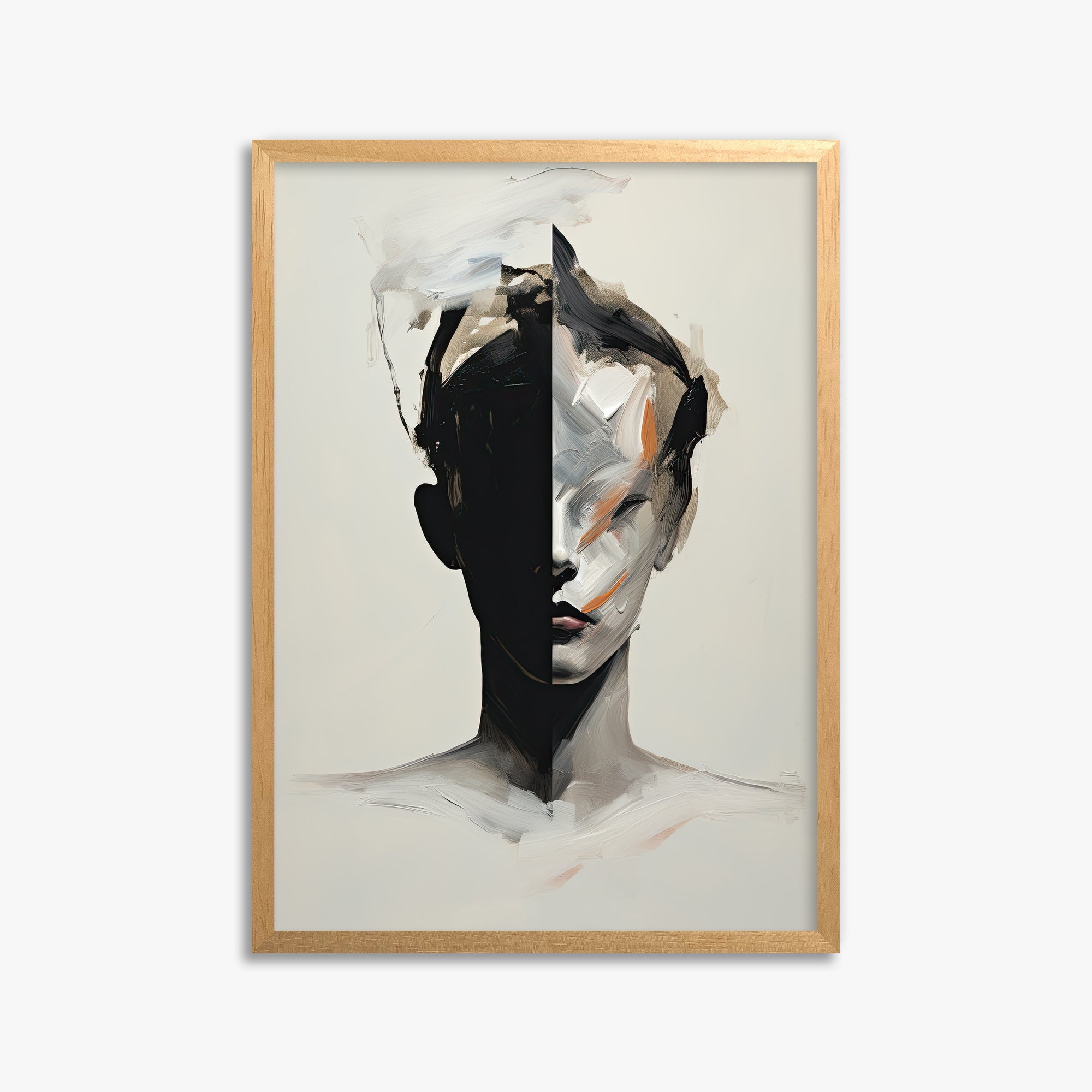 Divided Persona, 50x70cm Framed Poster With Oak Frame