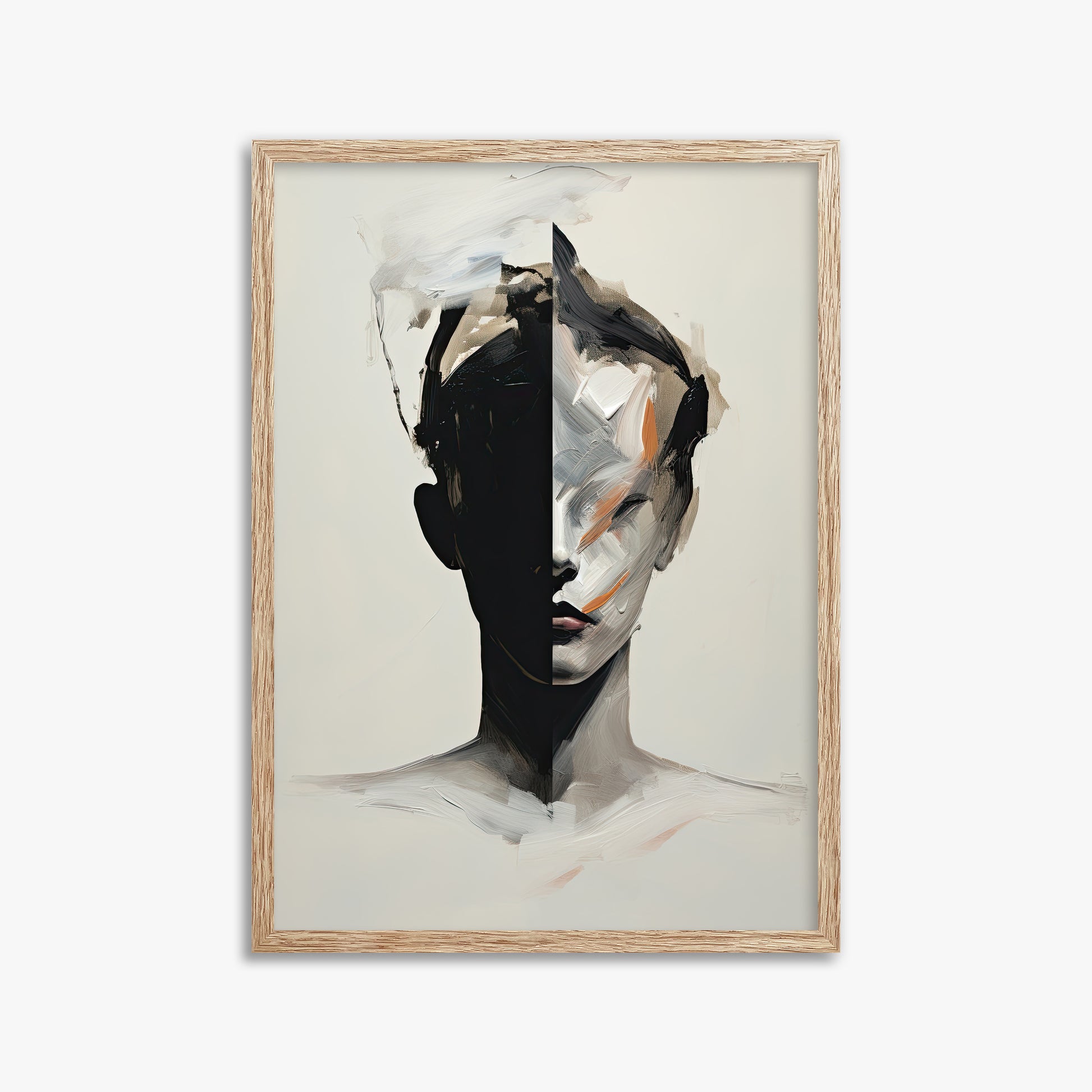 Divided Persona, 50x70cm Framed Art Reproduction With Raw Oak Frame