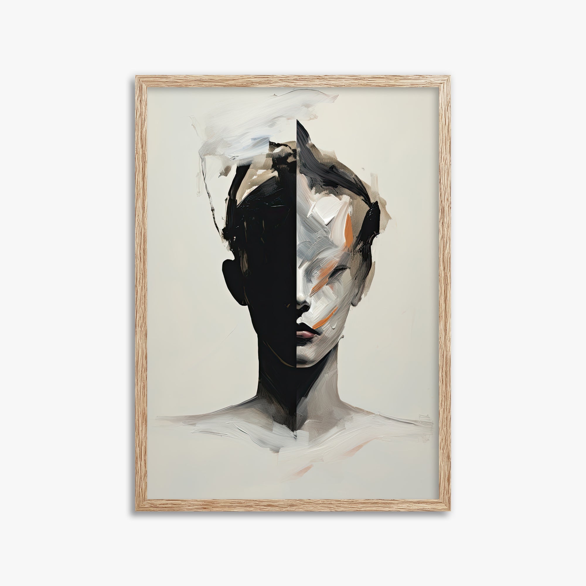 Divided Persona, 50x70cm Framed Art Reproduction With Raw Oak Frame