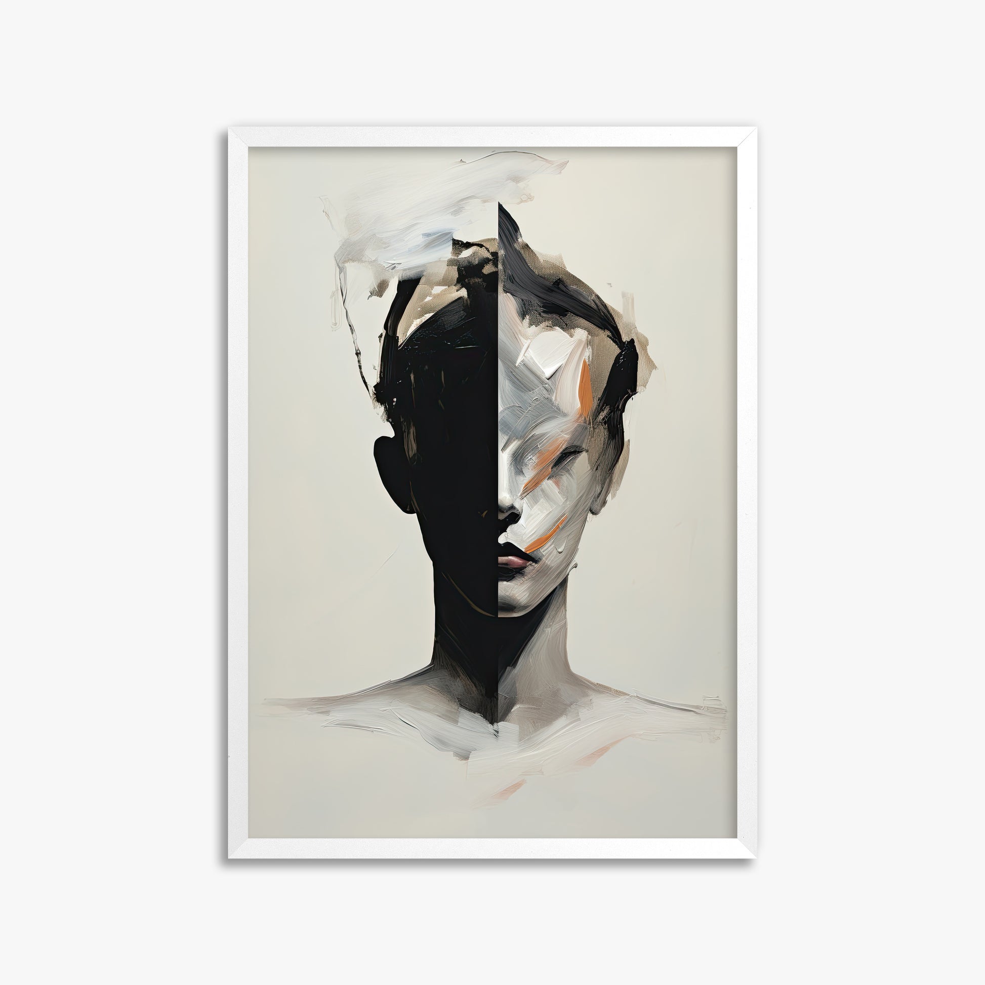 Divided Persona, 50x70cm Framed Poster With White Frame