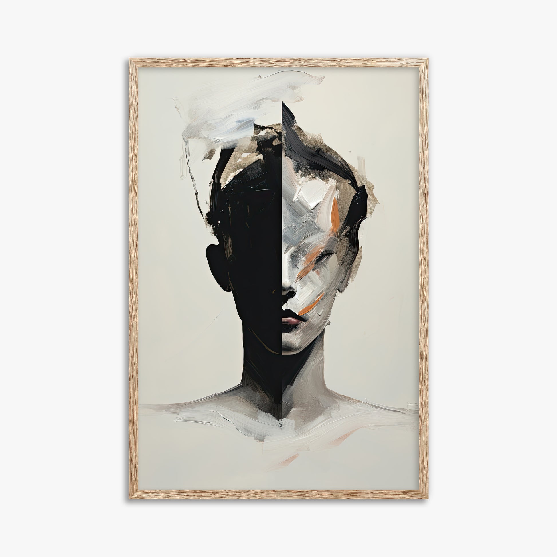 Divided Persona, 61x91cm Framed Art Reproduction With Raw Oak Frame