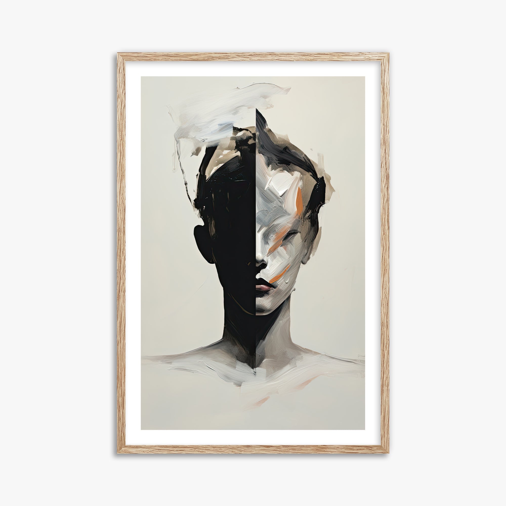 Divided Persona, 61x91cm Framed Art Reproduction With Raw Oak Frame