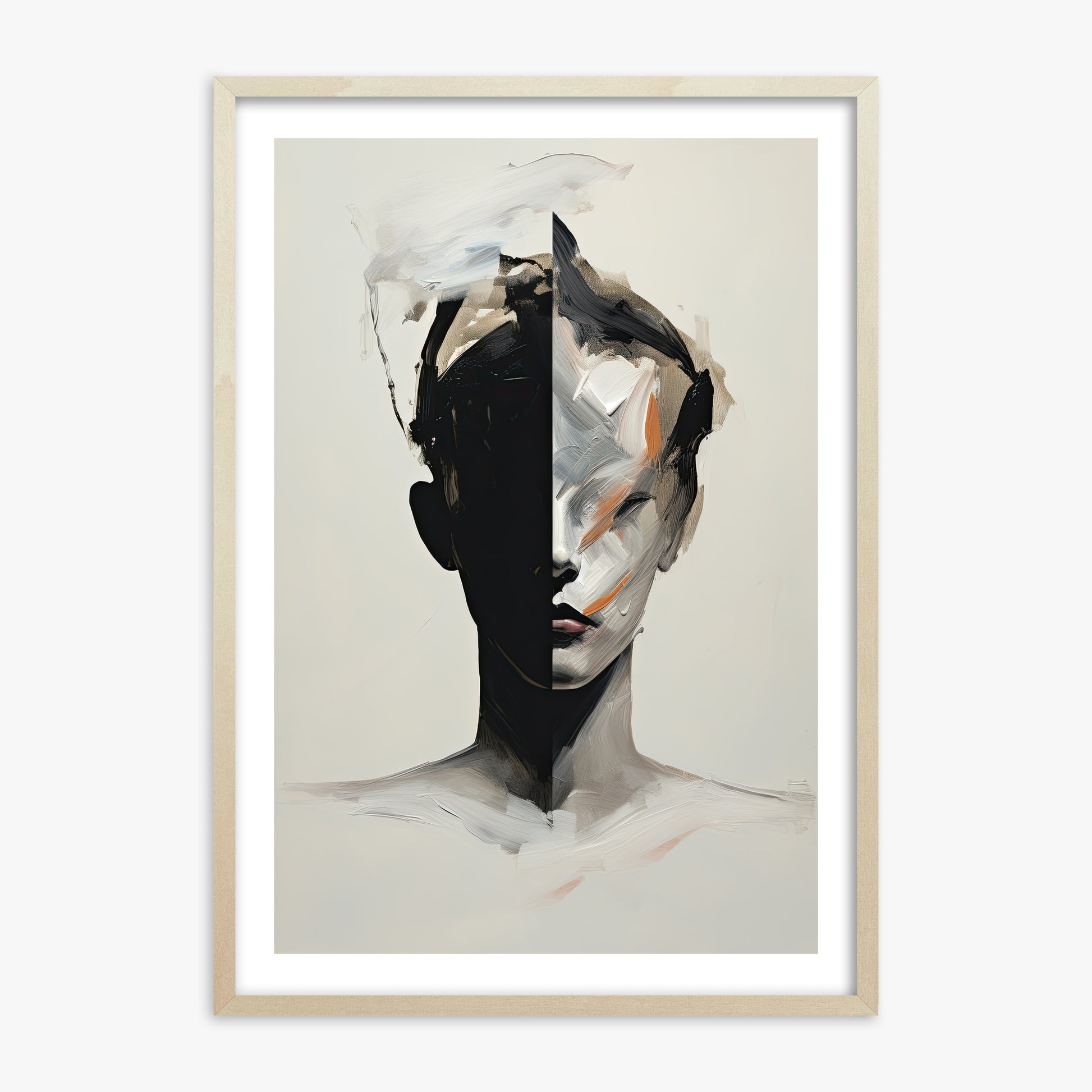 Divided Persona, 70x100cm Framed Art Reproduction With Lime Wood Frame