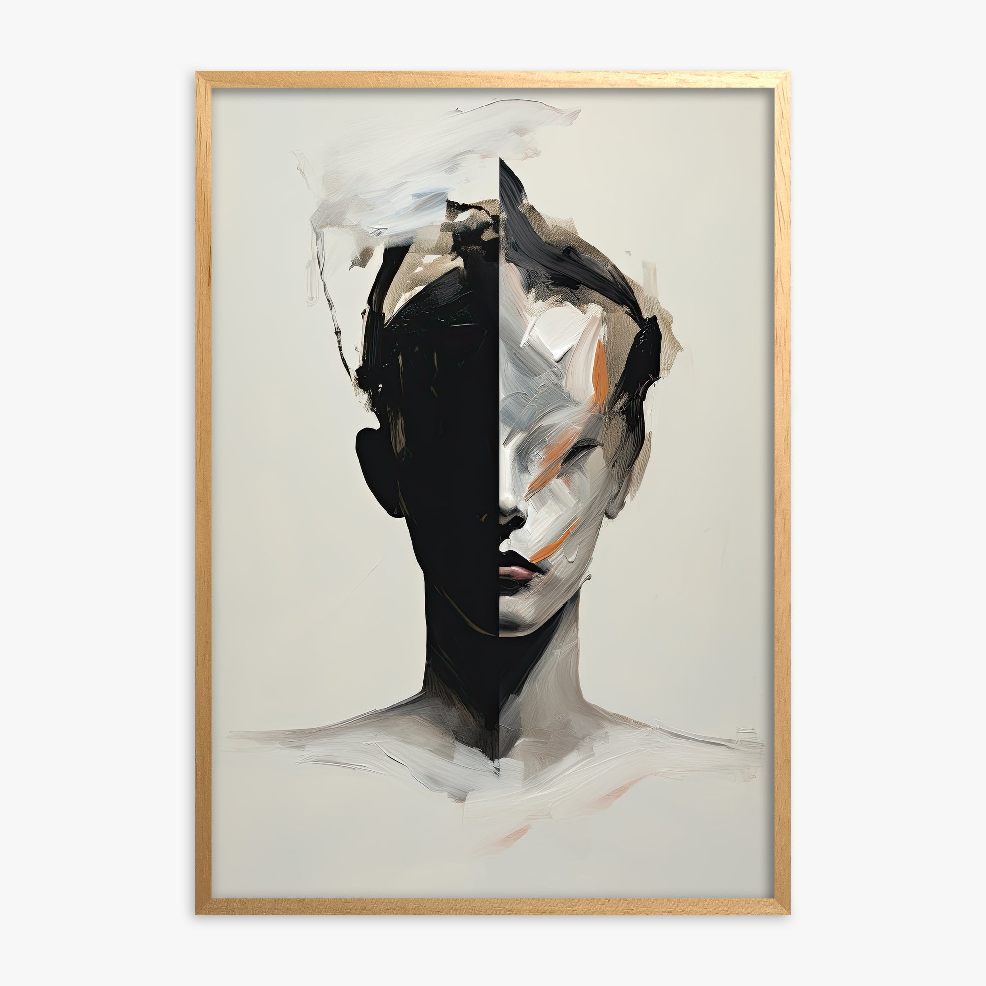 Divided Persona, Oak Framed Poster With Oak Frame