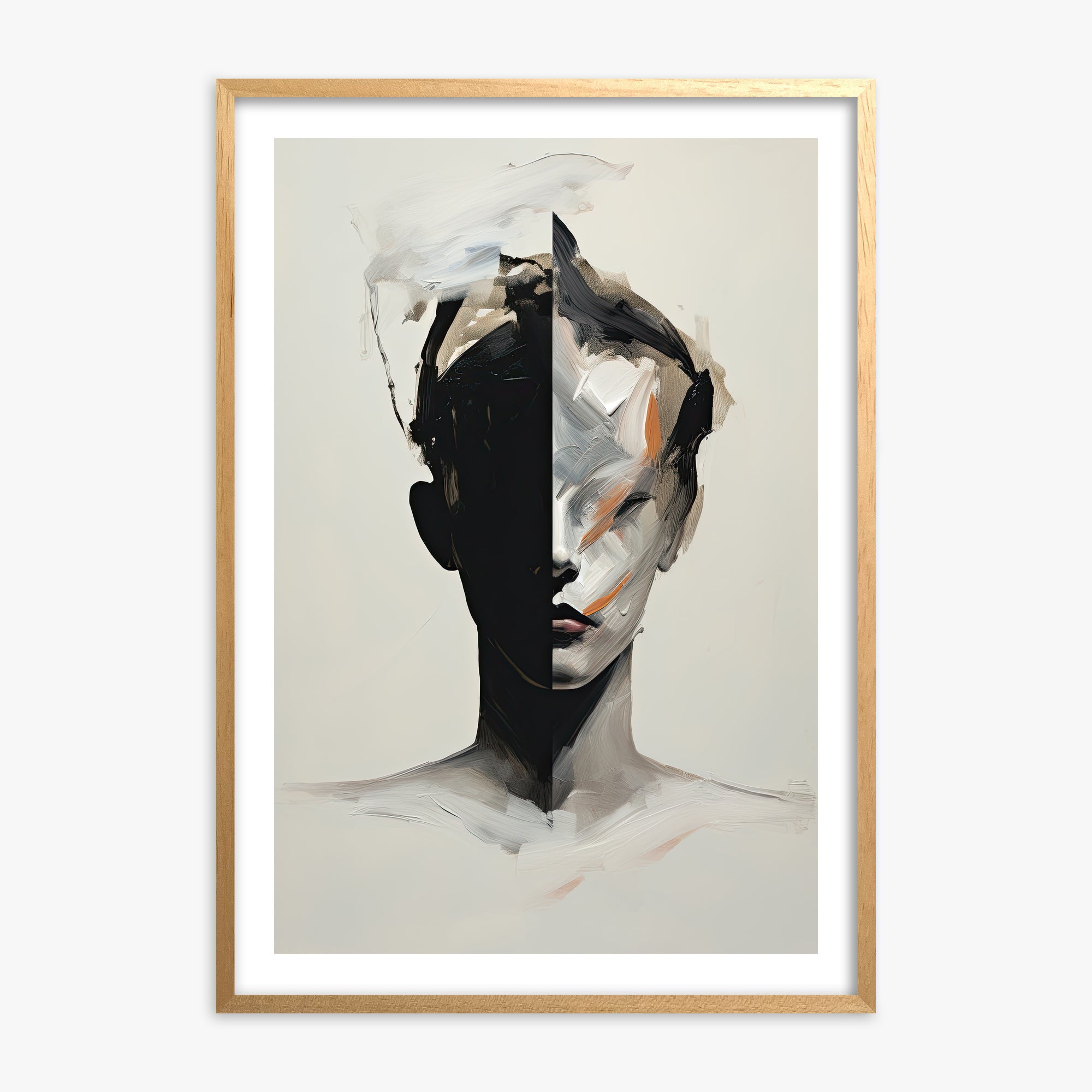 Divided Persona, Oak Framed Poster With Oak Frame