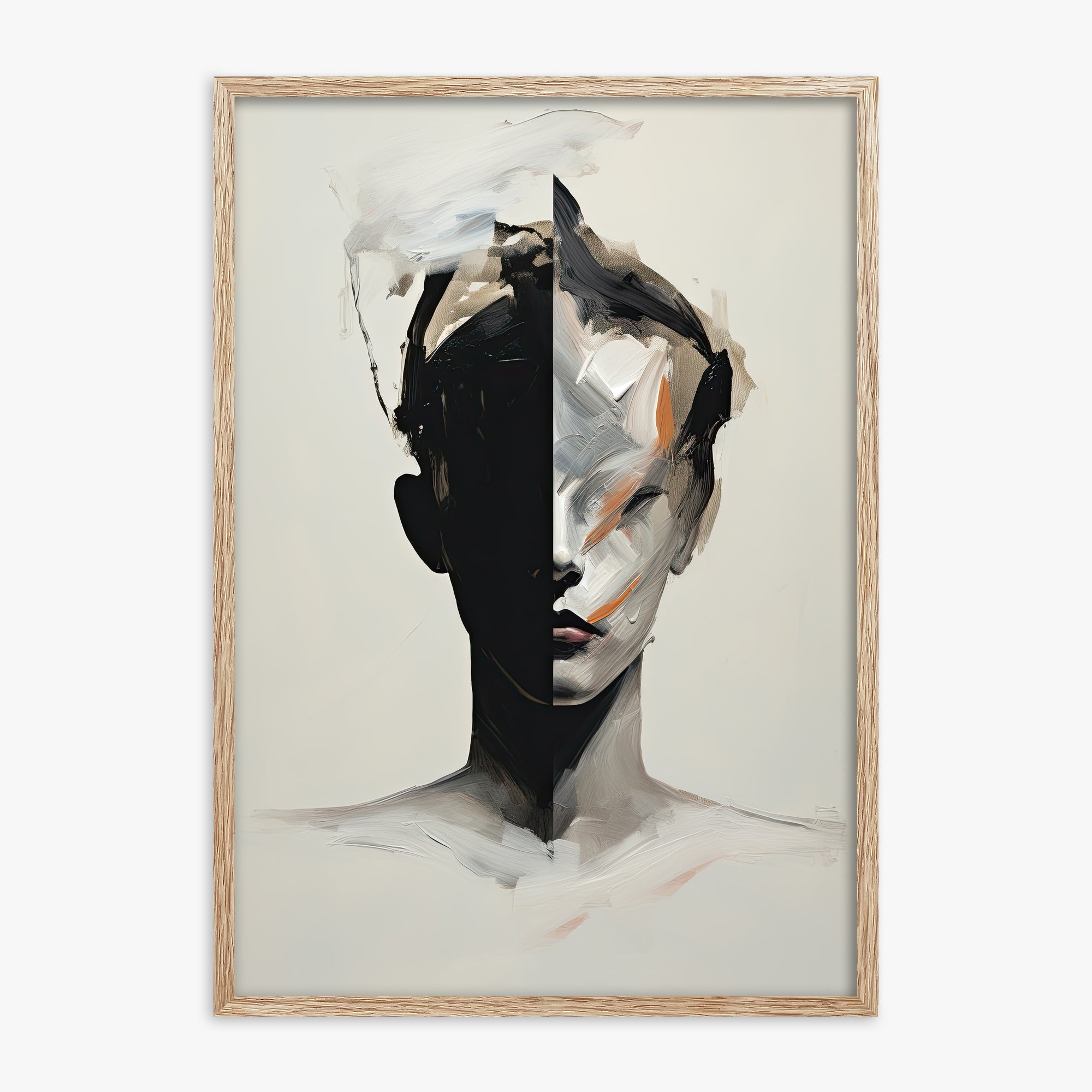 Divided Persona, 70x100cm Framed Art Reproduction With Raw Oak Frame