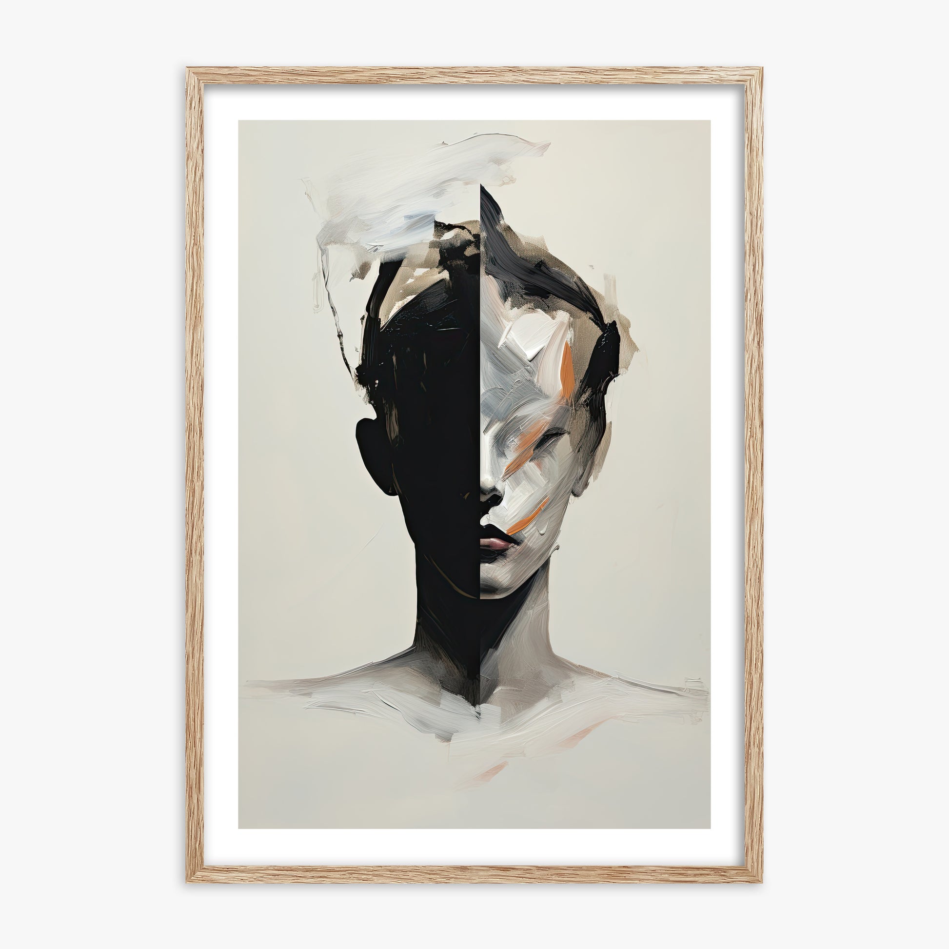 Divided Persona, 70x100cm Framed Art Reproduction With Raw Oak Frame