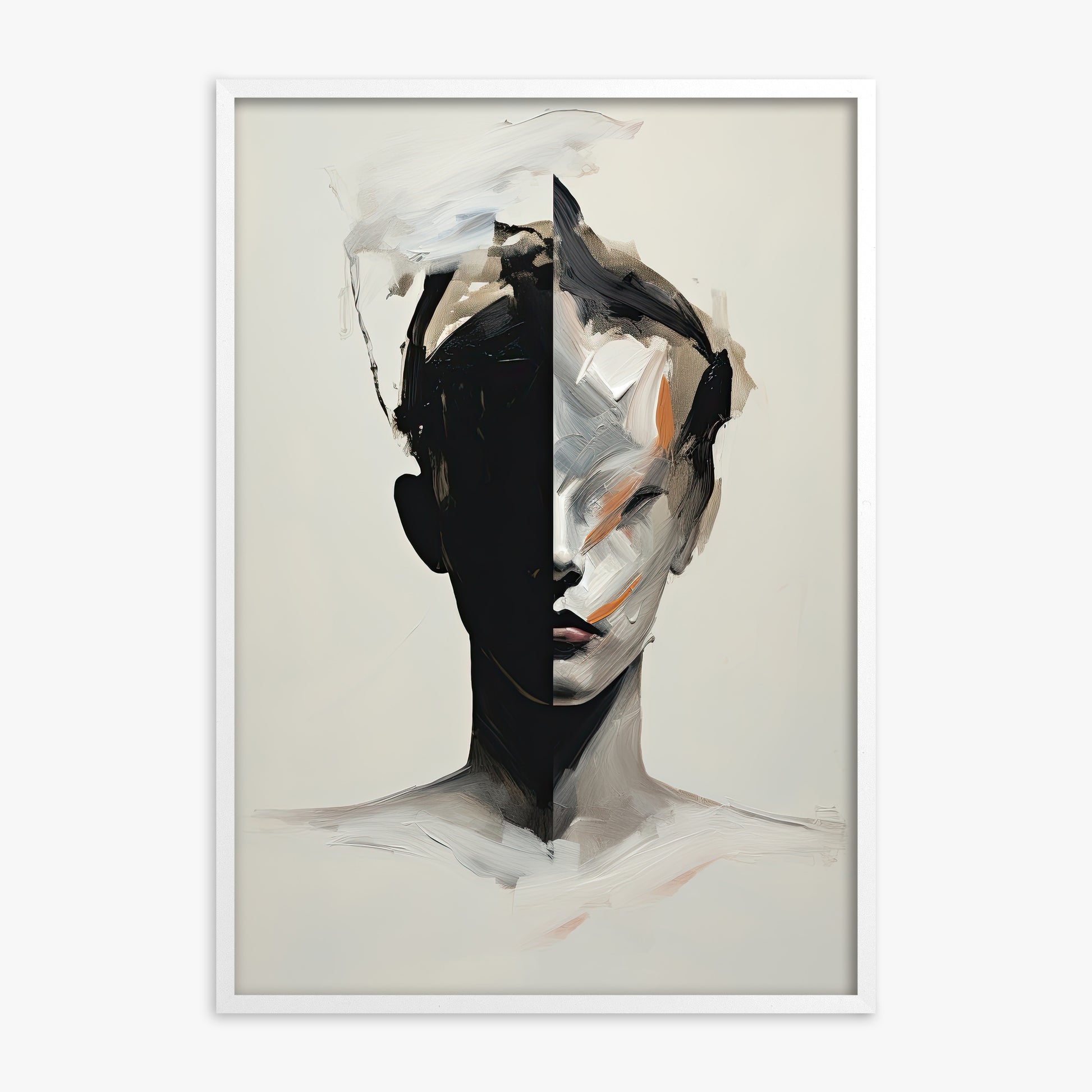 Divided Persona, White Framed Poster With White Frame
