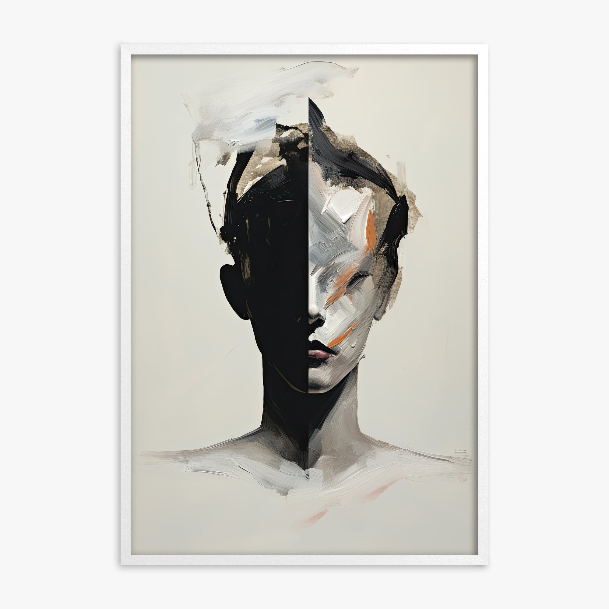 Divided Persona, White Framed Poster With White Frame
