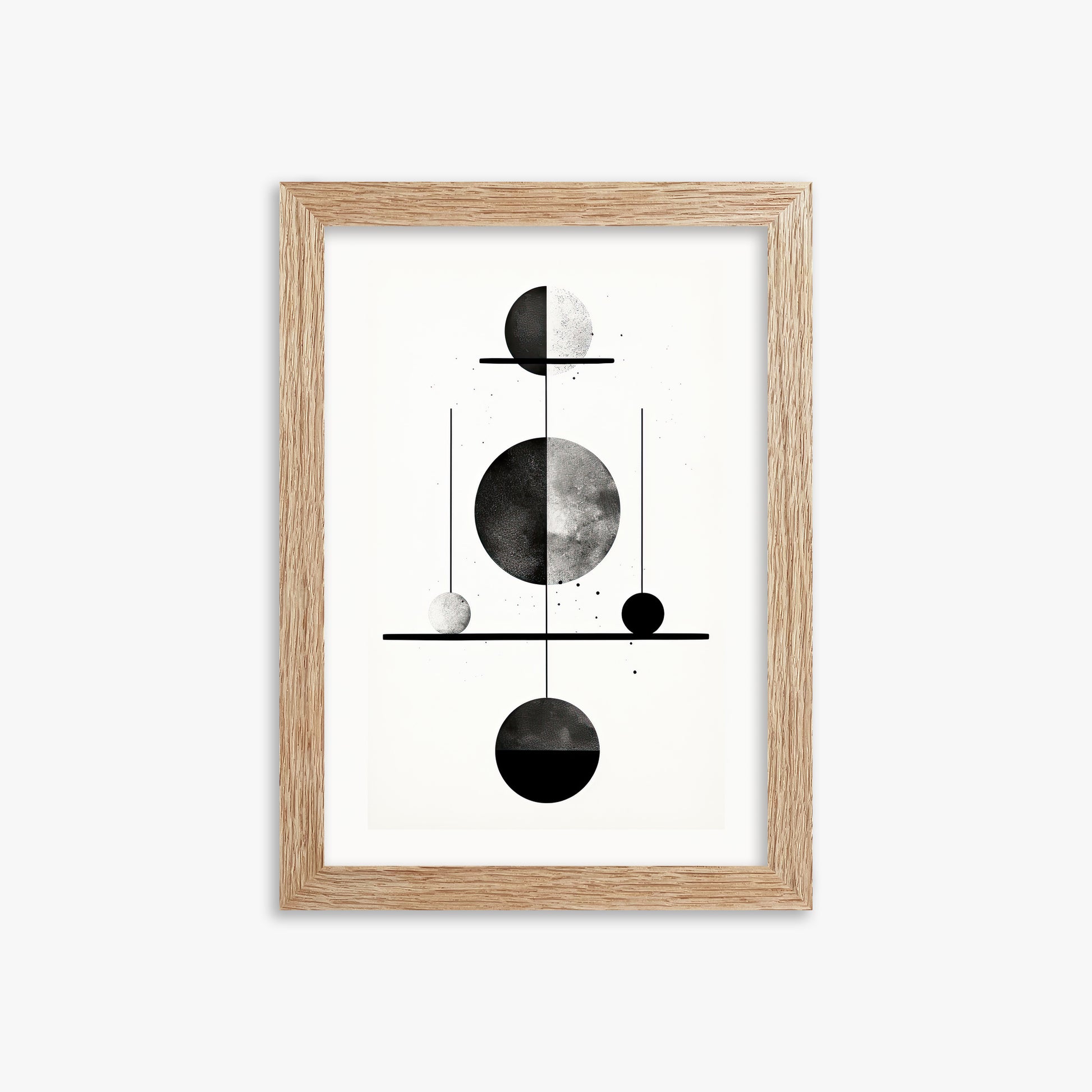Equilibrium Spheres, 21x30cm Framed Art Reproduction With Raw Oak Frame