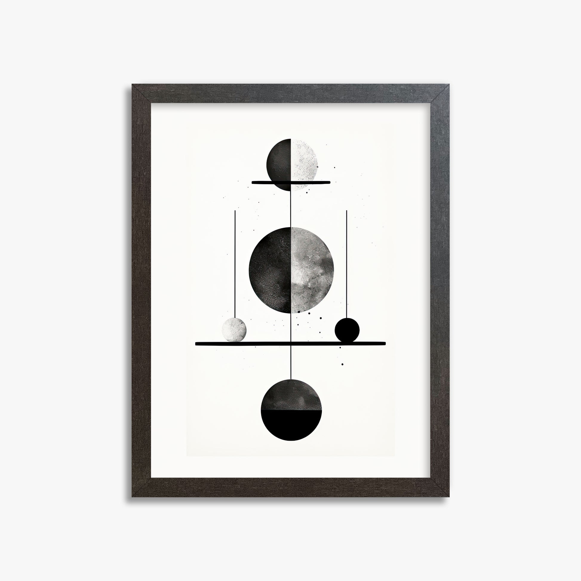 Equilibrium Spheres, 30x40cm Framed Art Reproduction With Espresso Frame