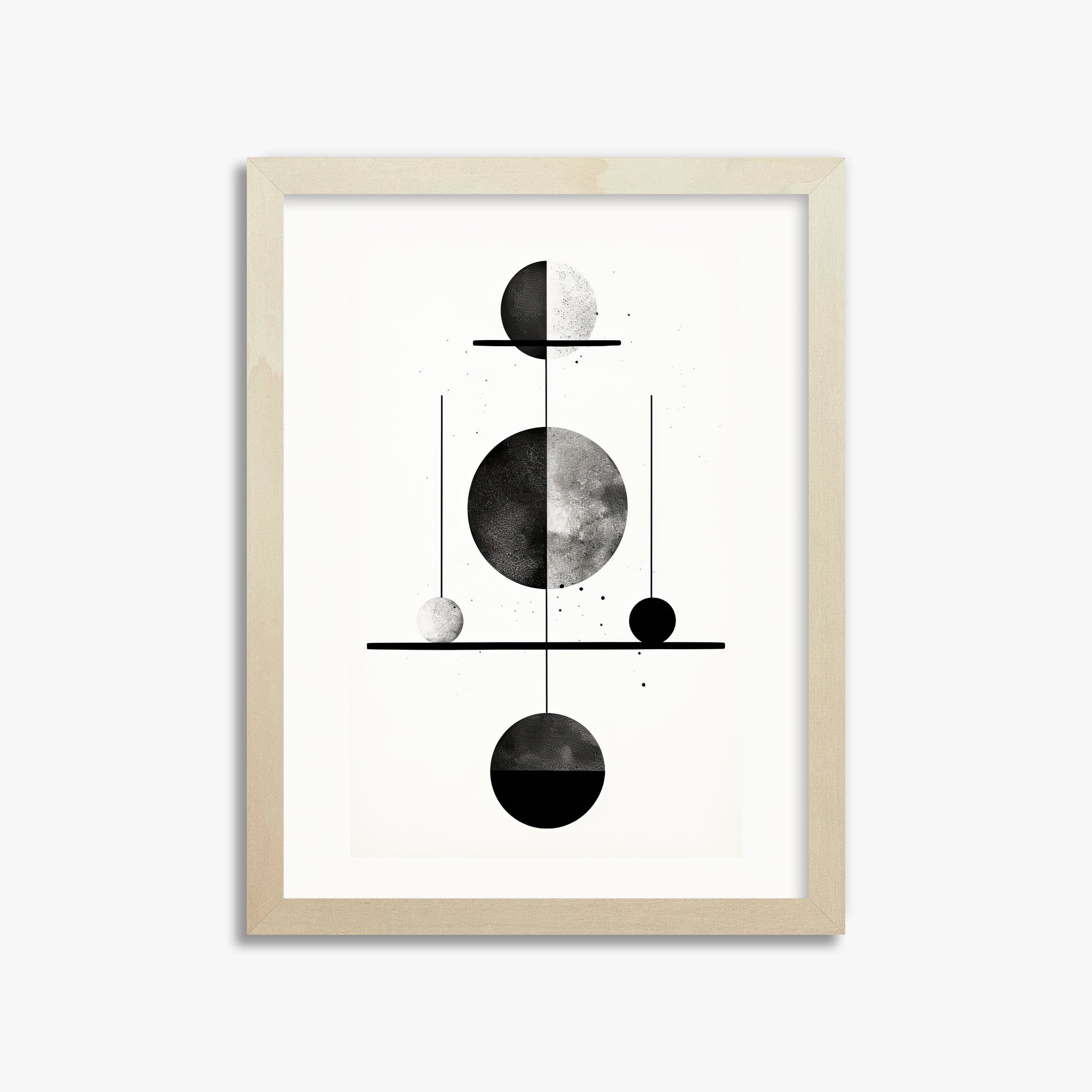 Equilibrium Spheres, 30x40cm Framed Art Reproduction With Lime Wood Frame