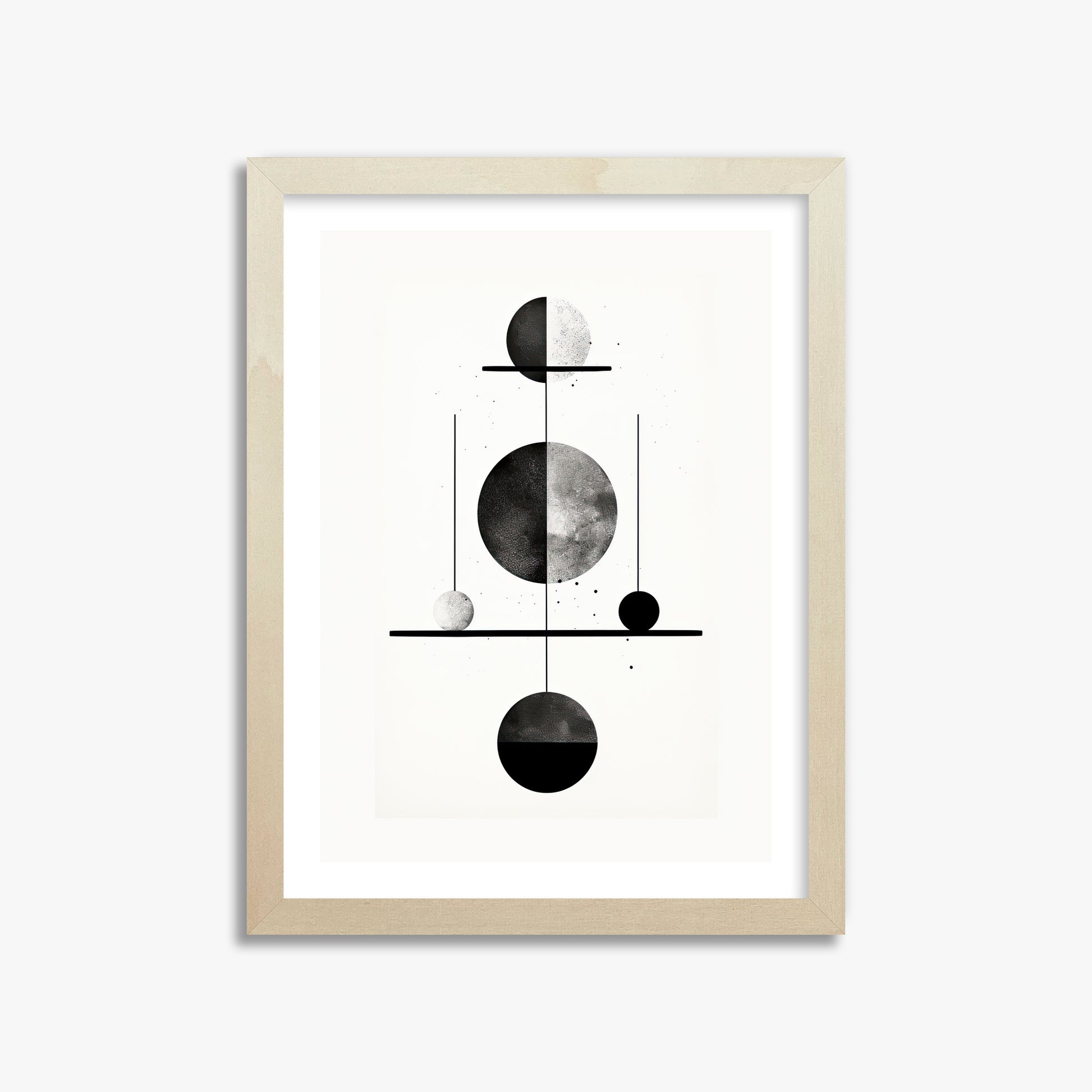 Equilibrium Spheres, 30x40cm Framed Art Reproduction With Lime Wood Frame