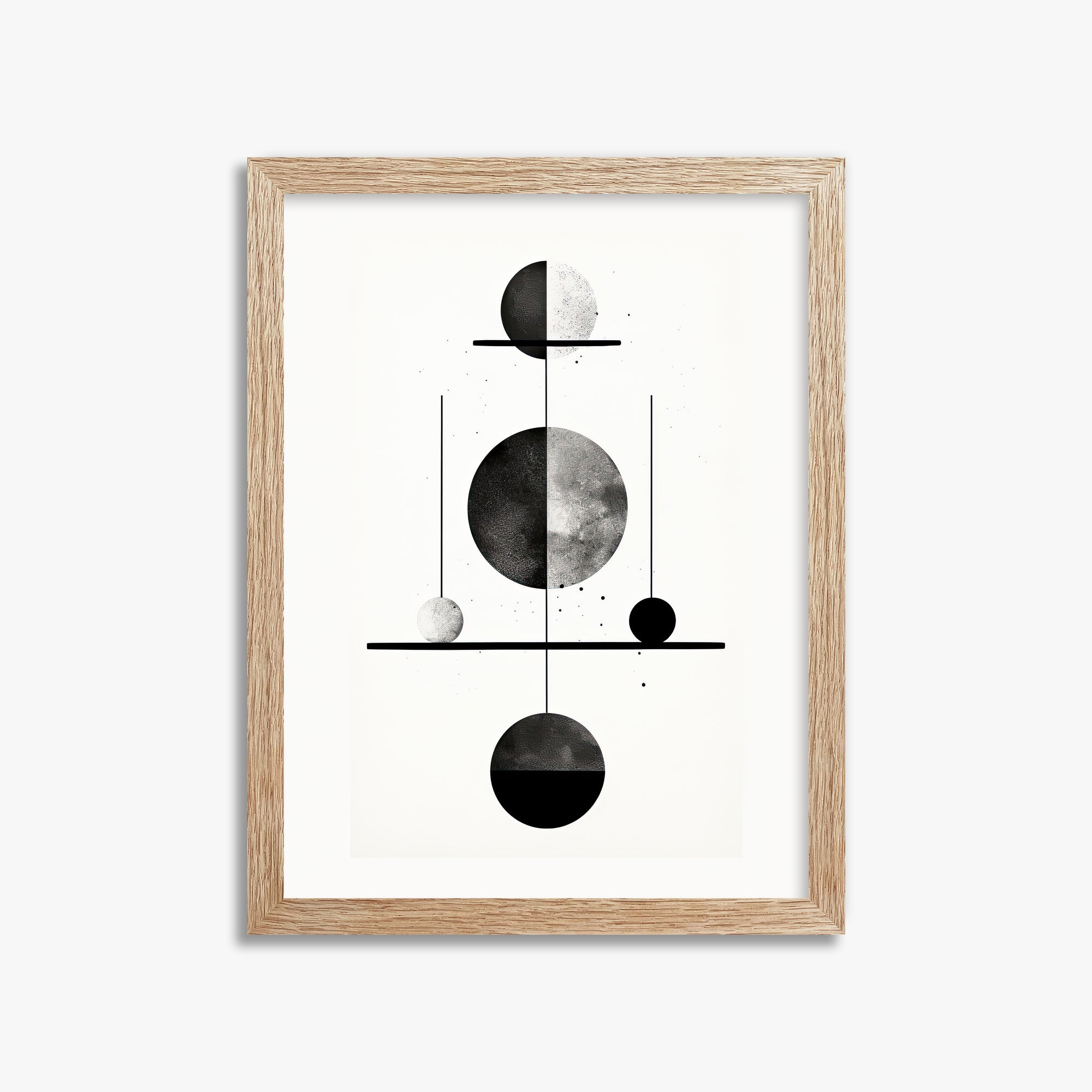 Equilibrium Spheres, 30x40cm Framed Art Reproduction With Raw Oak Frame