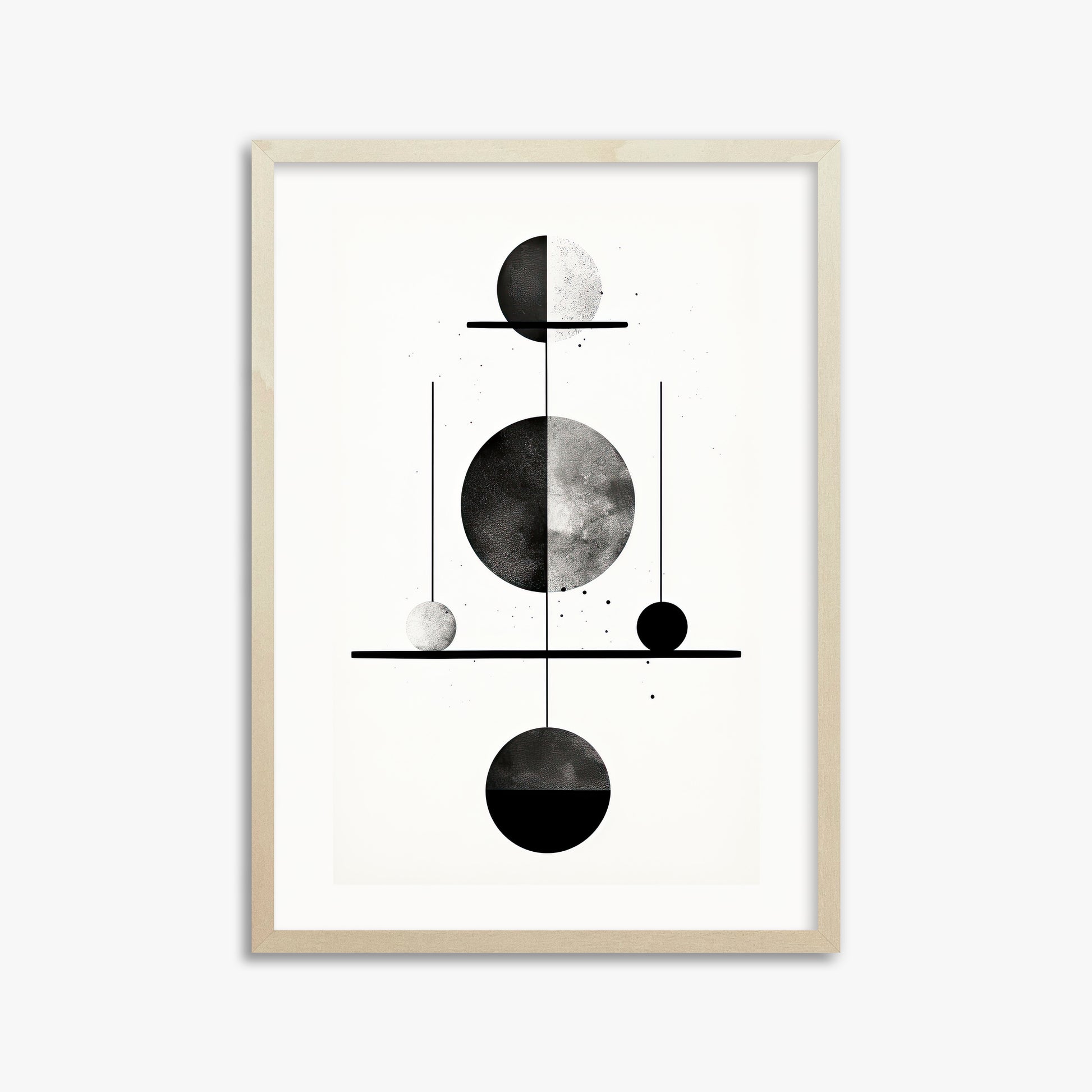 Equilibrium Spheres, 50x70cm Framed Art Reproduction With Lime Wood Frame