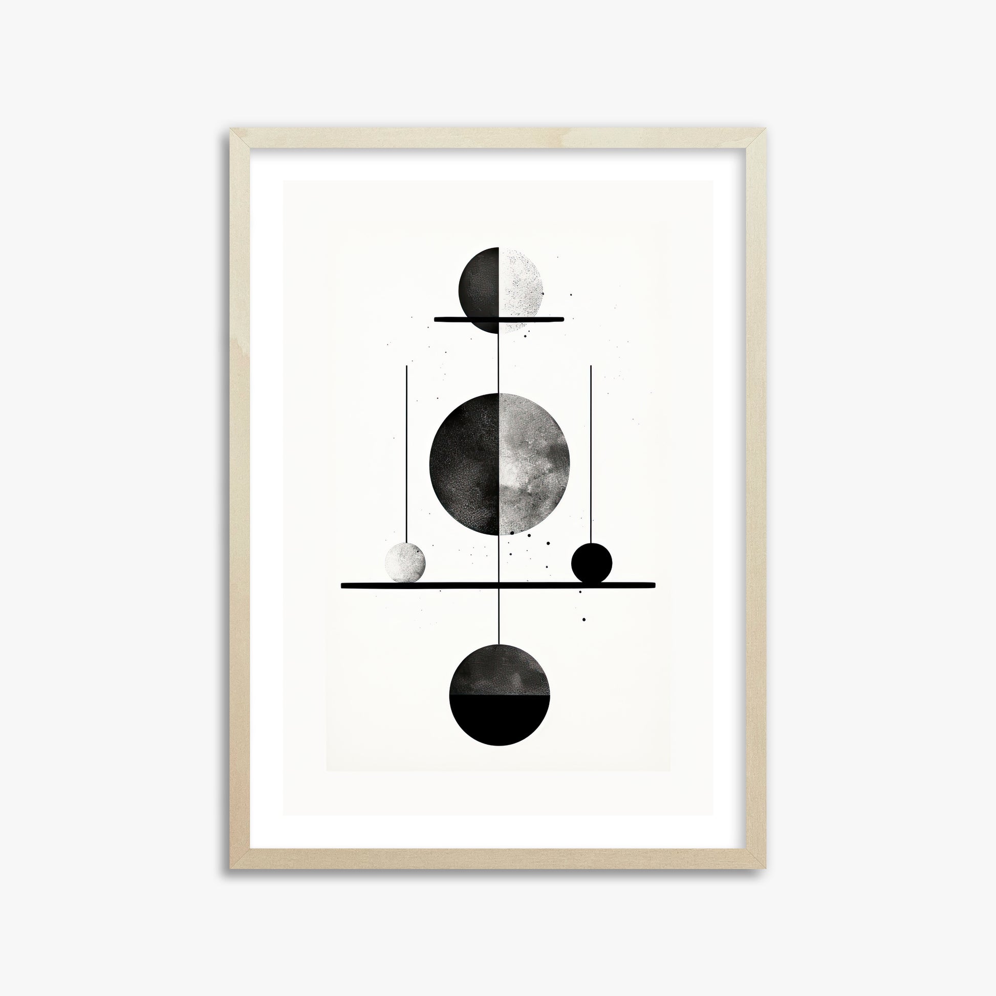 Equilibrium Spheres, 50x70cm Framed Art Reproduction With Lime Wood Frame