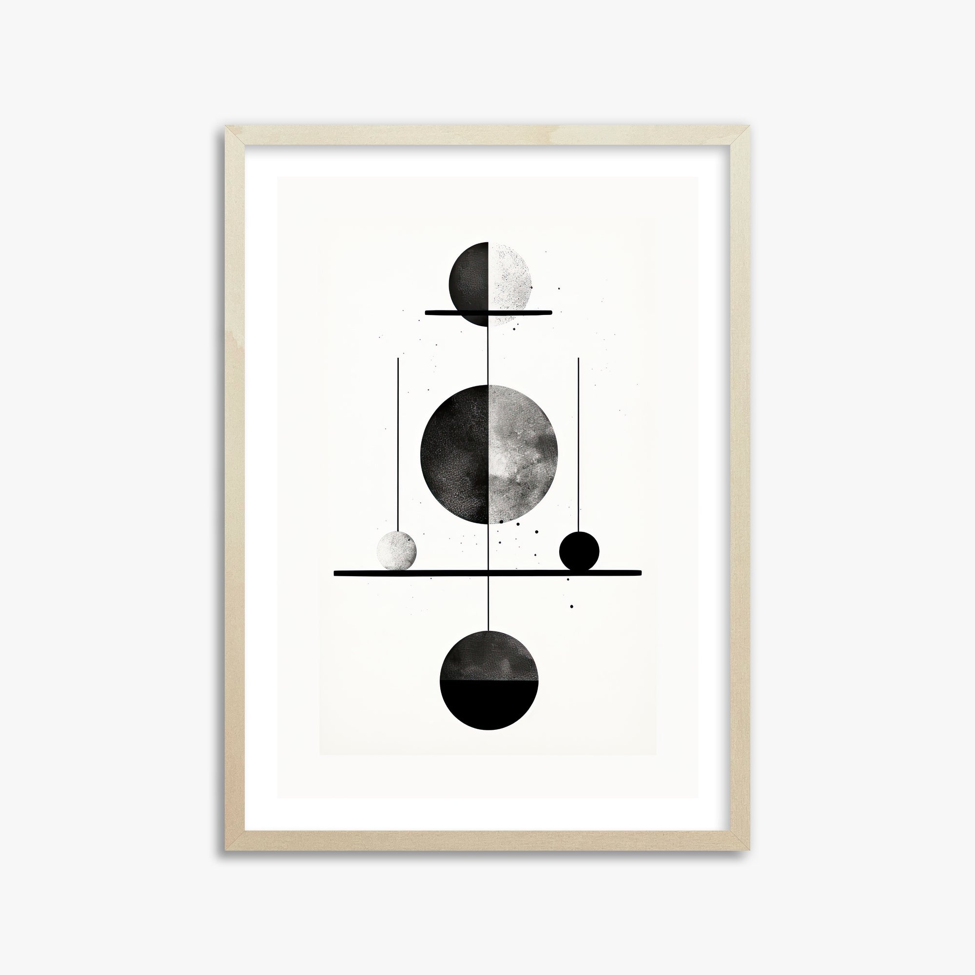 Equilibrium Spheres, 50x70cm Framed Art Reproduction With Lime Wood Frame