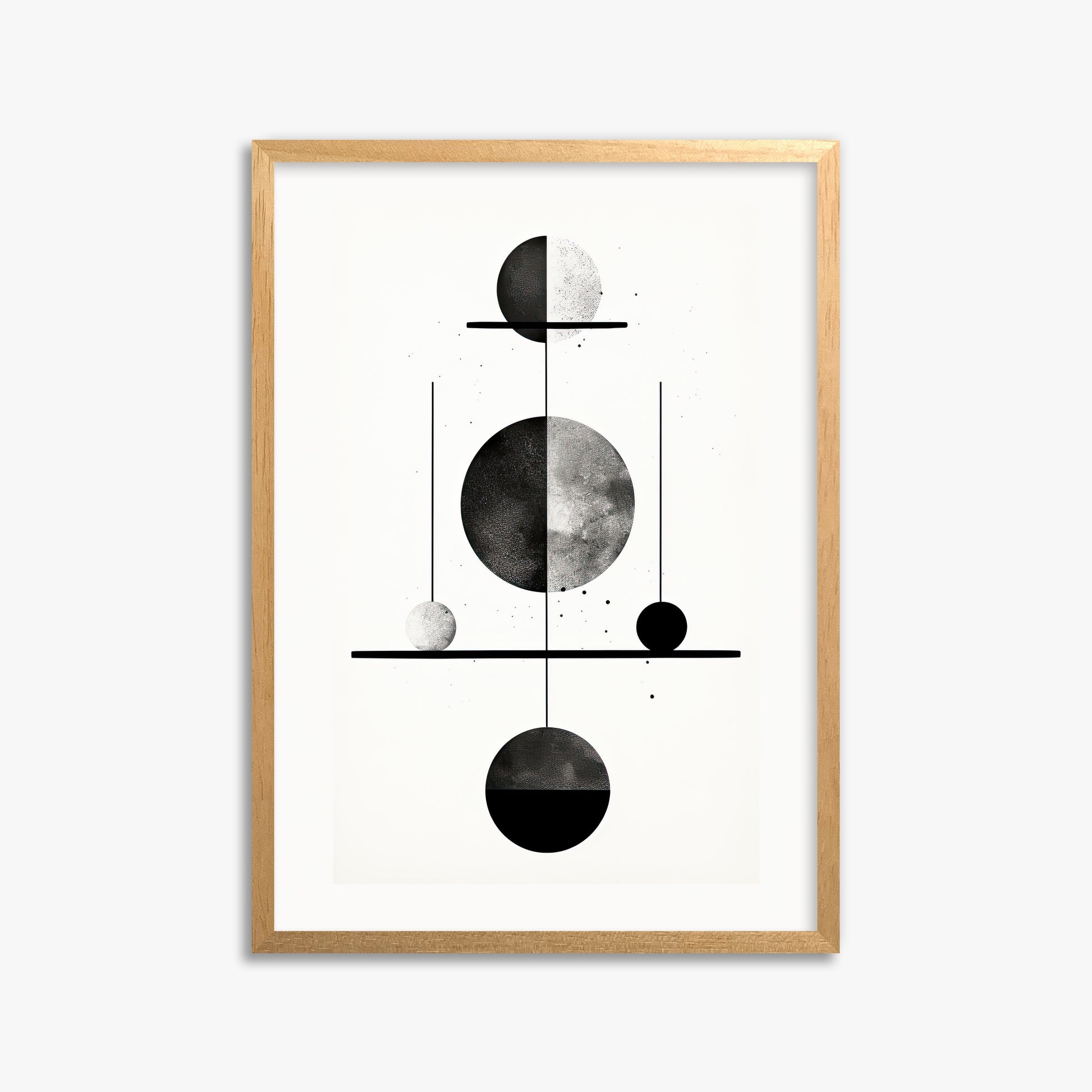 Equilibrium Spheres, 50x70cm Framed Poster With Oak Frame