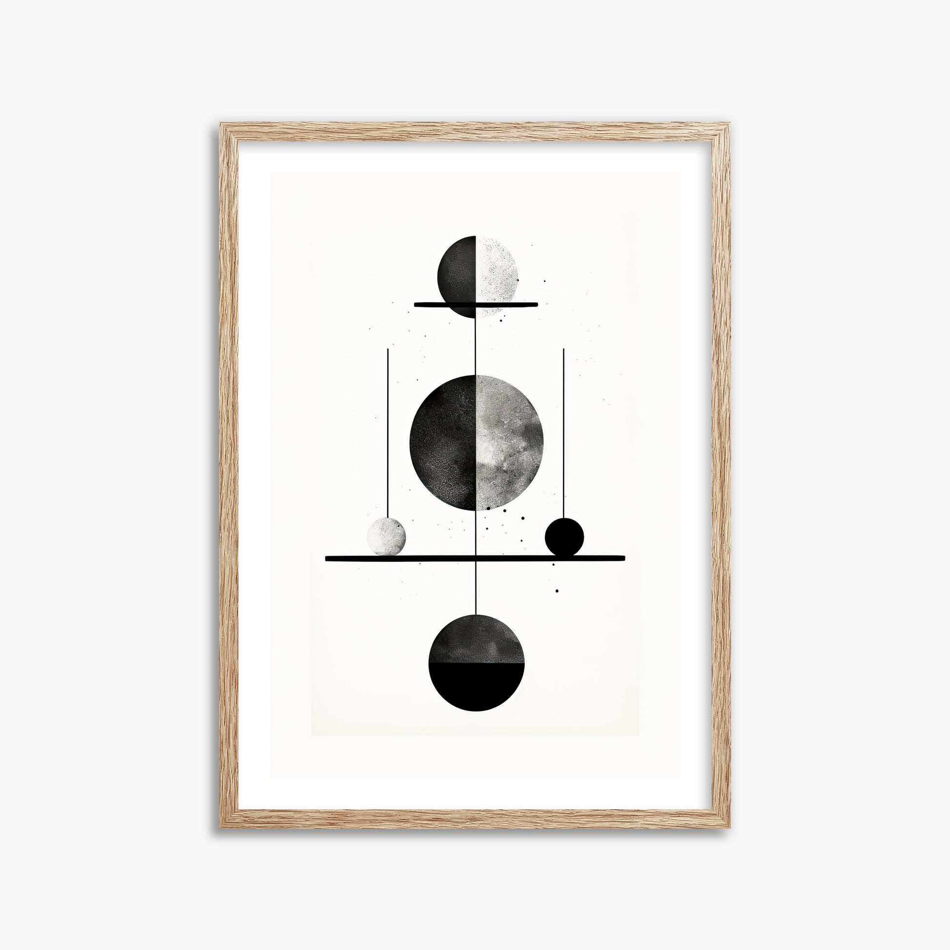Equilibrium Spheres, 50x70cm Framed Art Reproduction With Raw Oak Frame