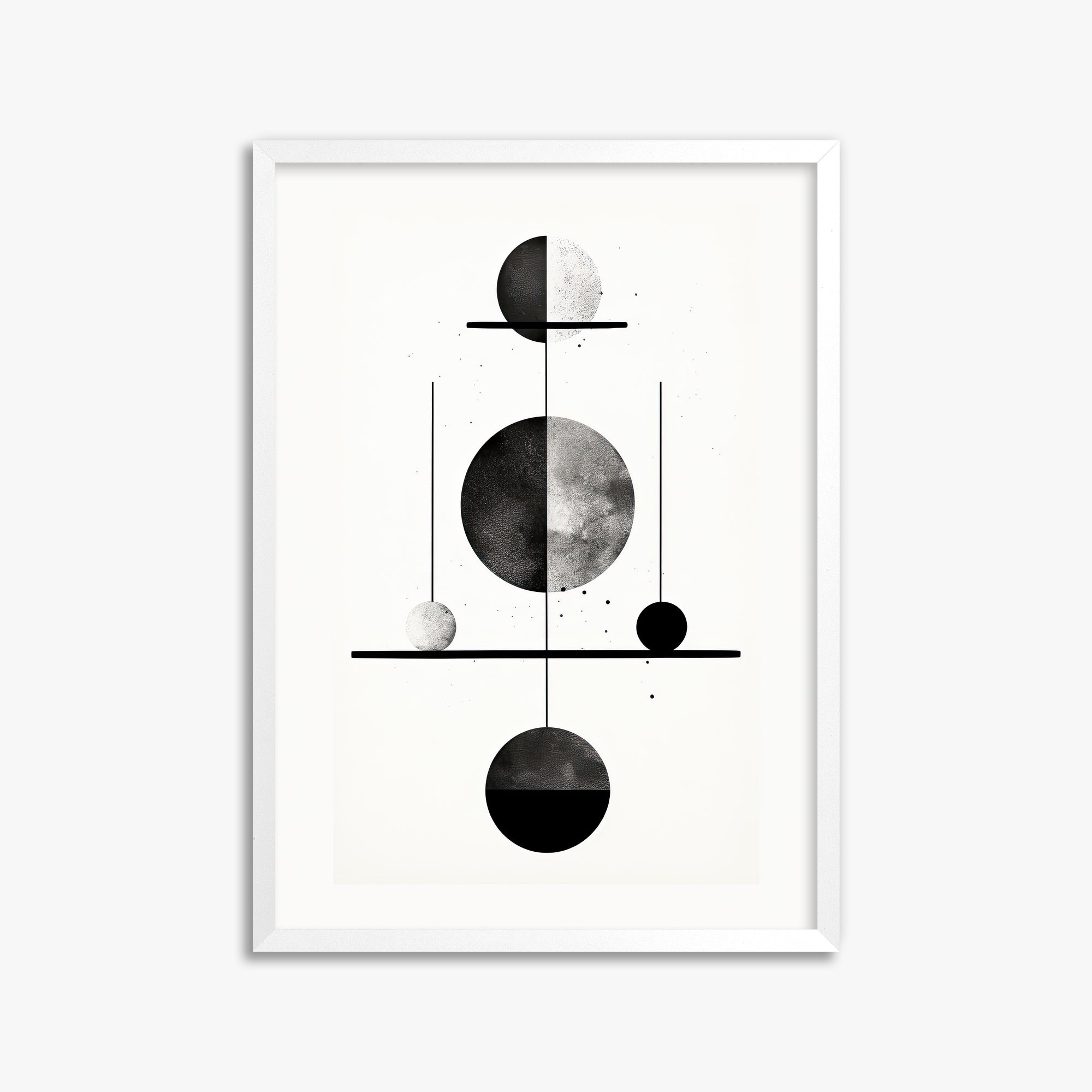 Equilibrium Spheres, 50x70cm Framed Poster With White Frame
