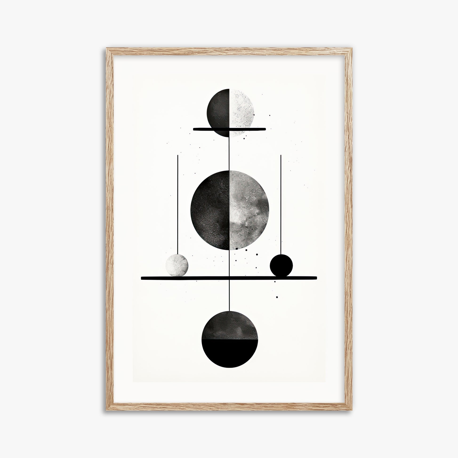 Equilibrium Spheres, 61x91cm Framed Art Reproduction With Raw Oak Frame