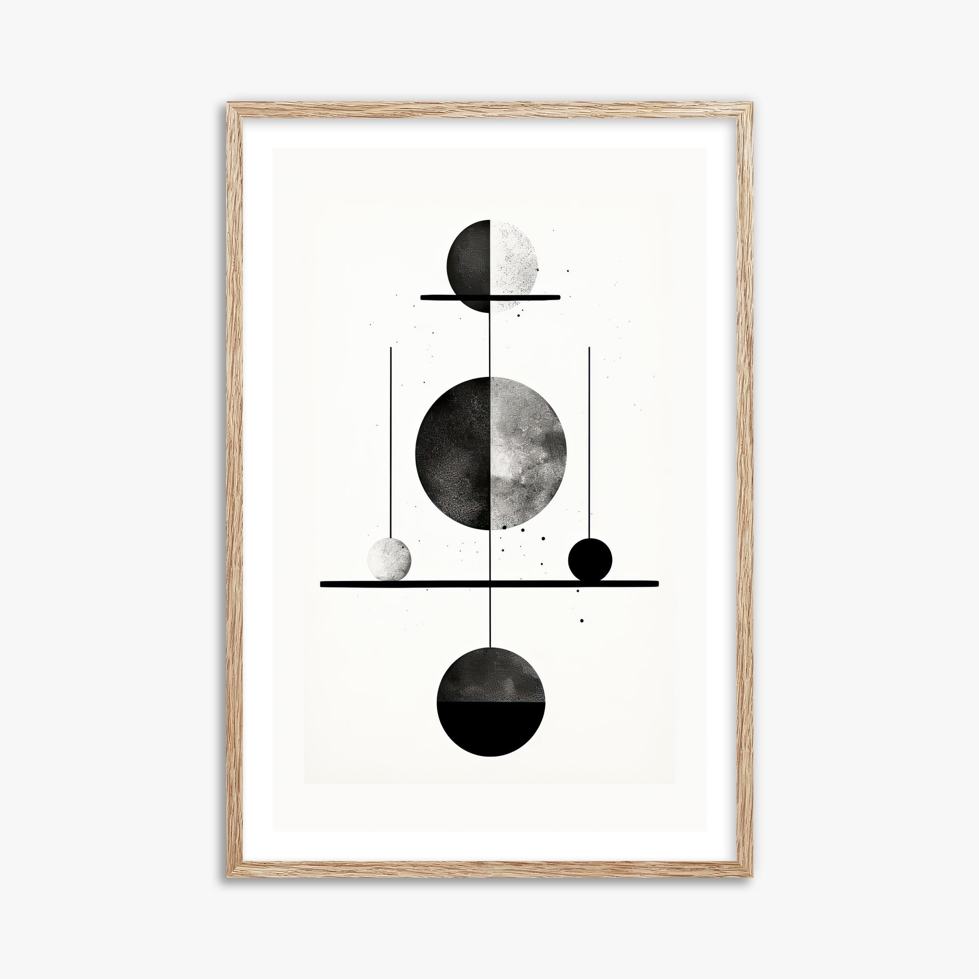 Equilibrium Spheres, 61x91cm Framed Art Reproduction With Raw Oak Frame