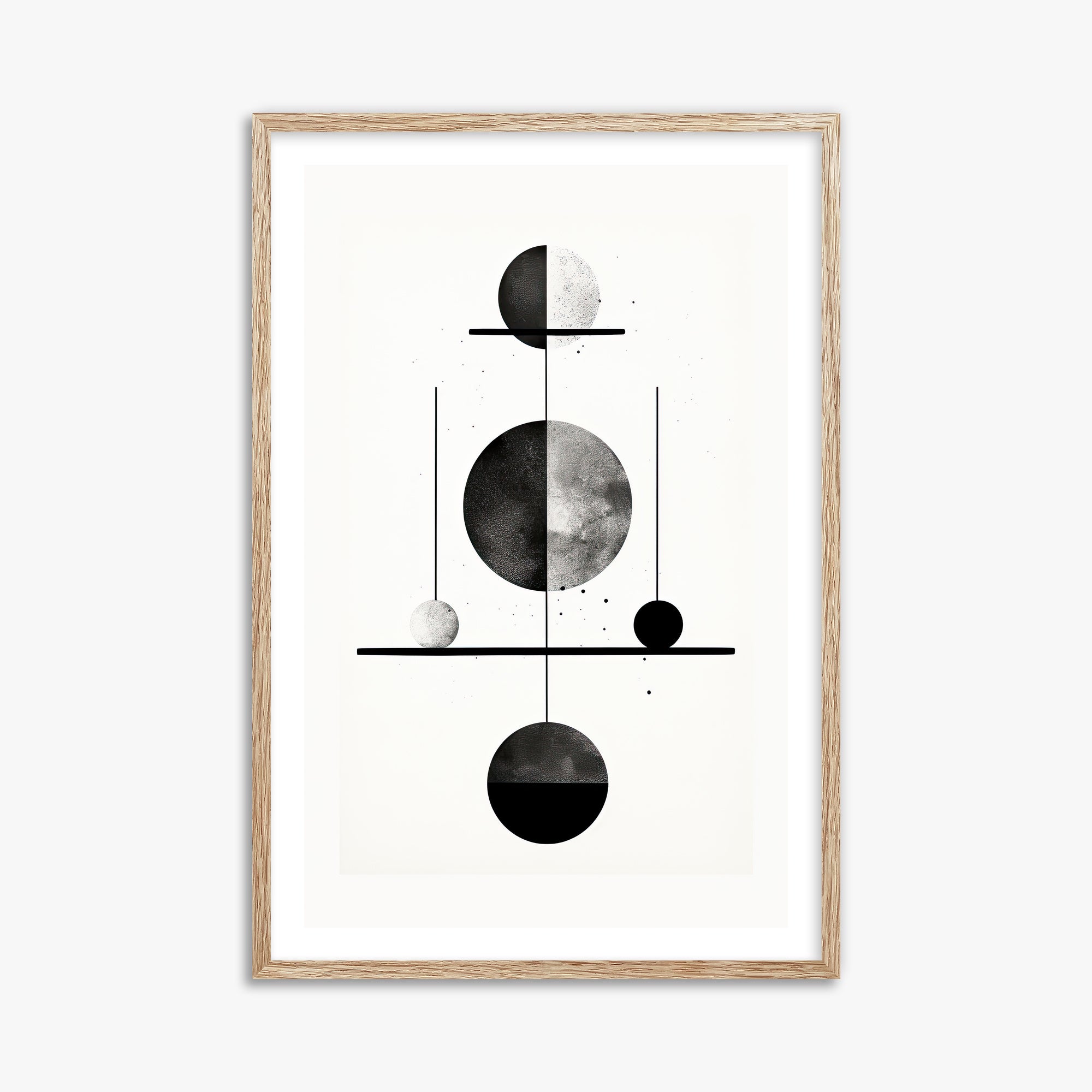 Equilibrium Spheres, 61x91cm Framed Art Reproduction With Raw Oak Frame