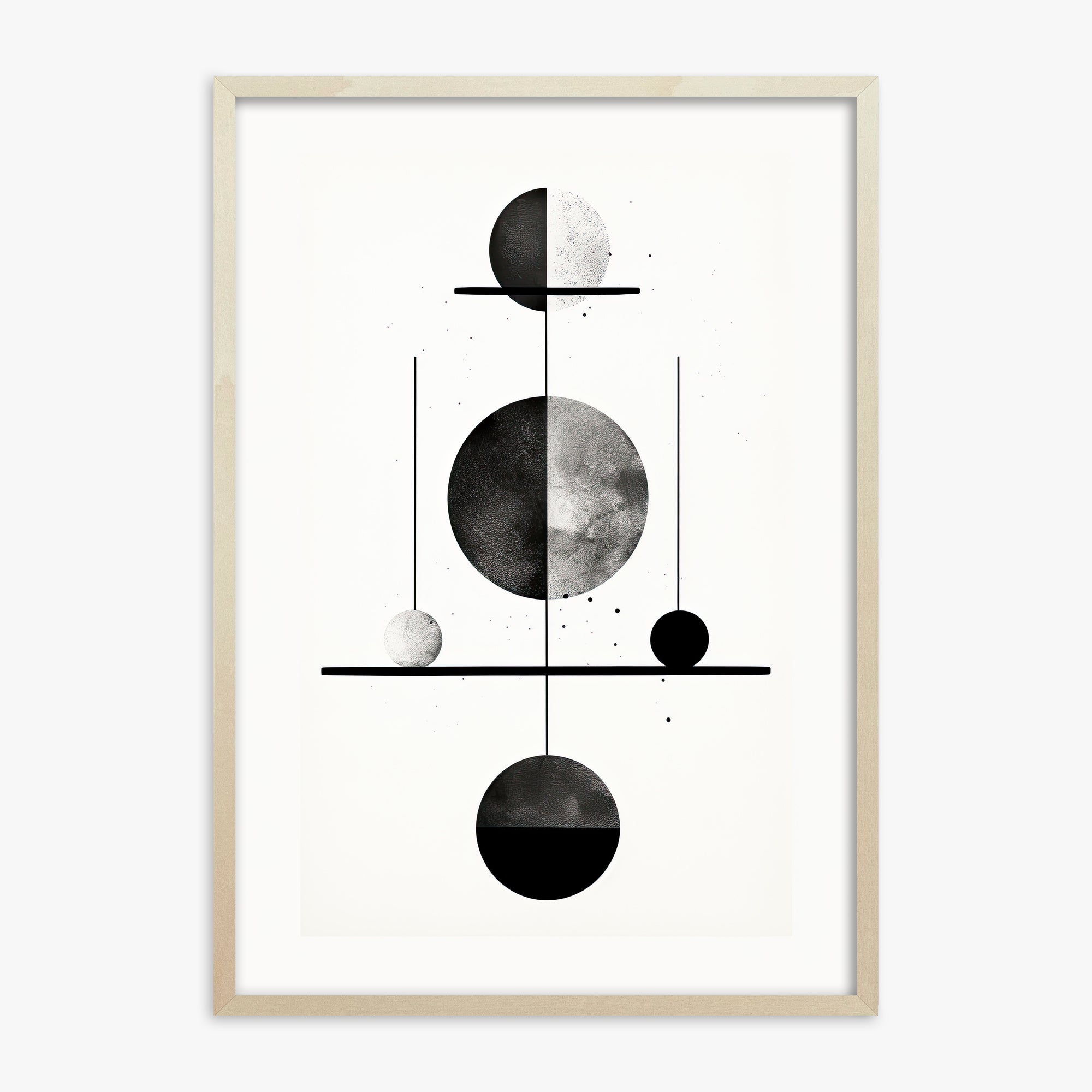 Equilibrium Spheres, 70x100cm Framed Art Reproduction With Lime Wood Frame