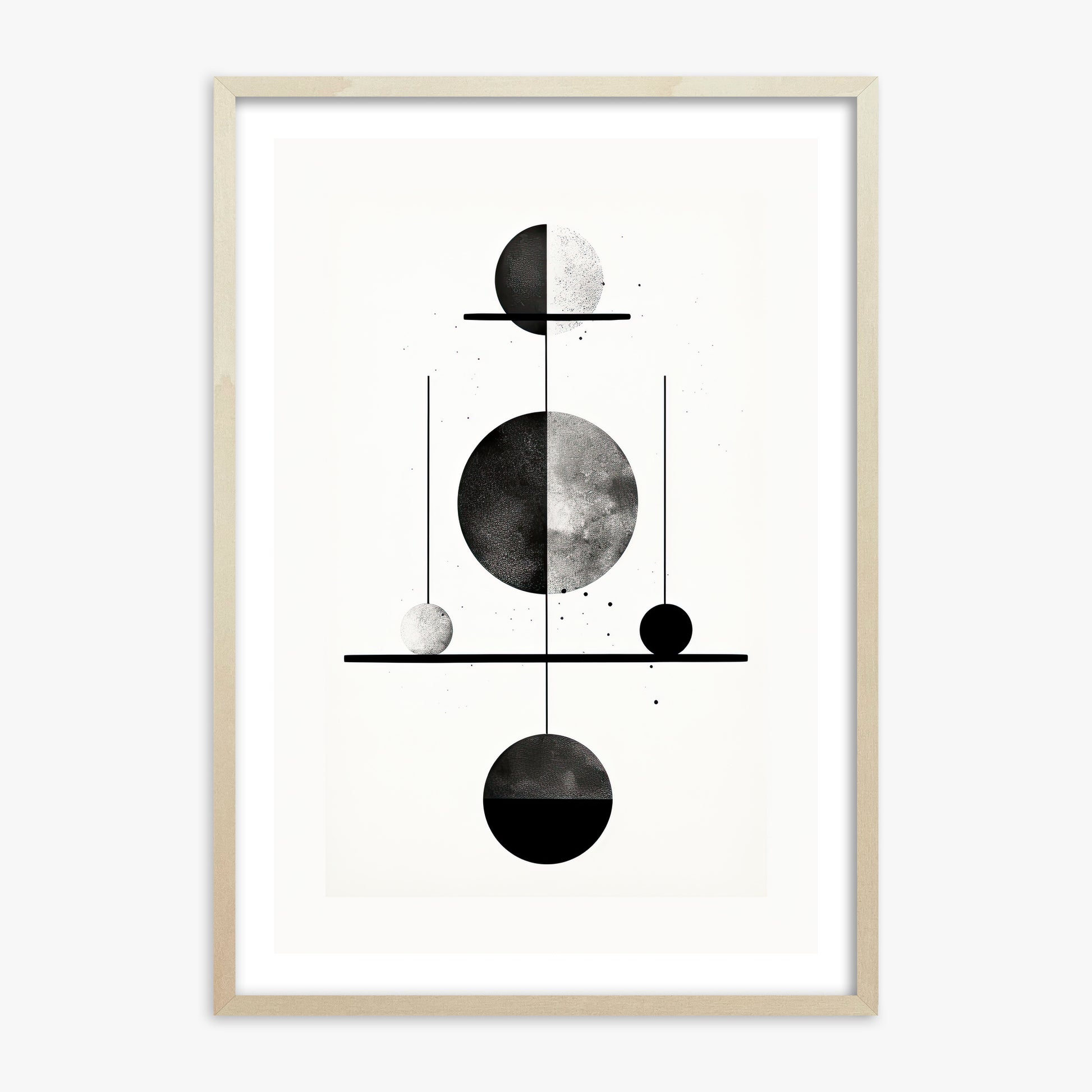 Equilibrium Spheres, 70x100cm Framed Art Reproduction With Lime Wood Frame