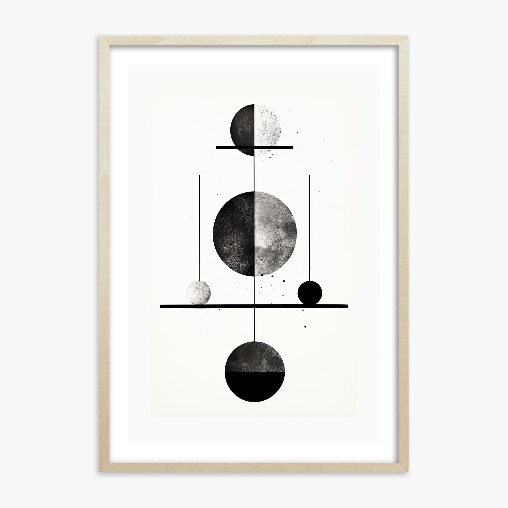 Equilibrium Spheres, 70x100cm Framed Art Reproduction With Lime Wood Frame
