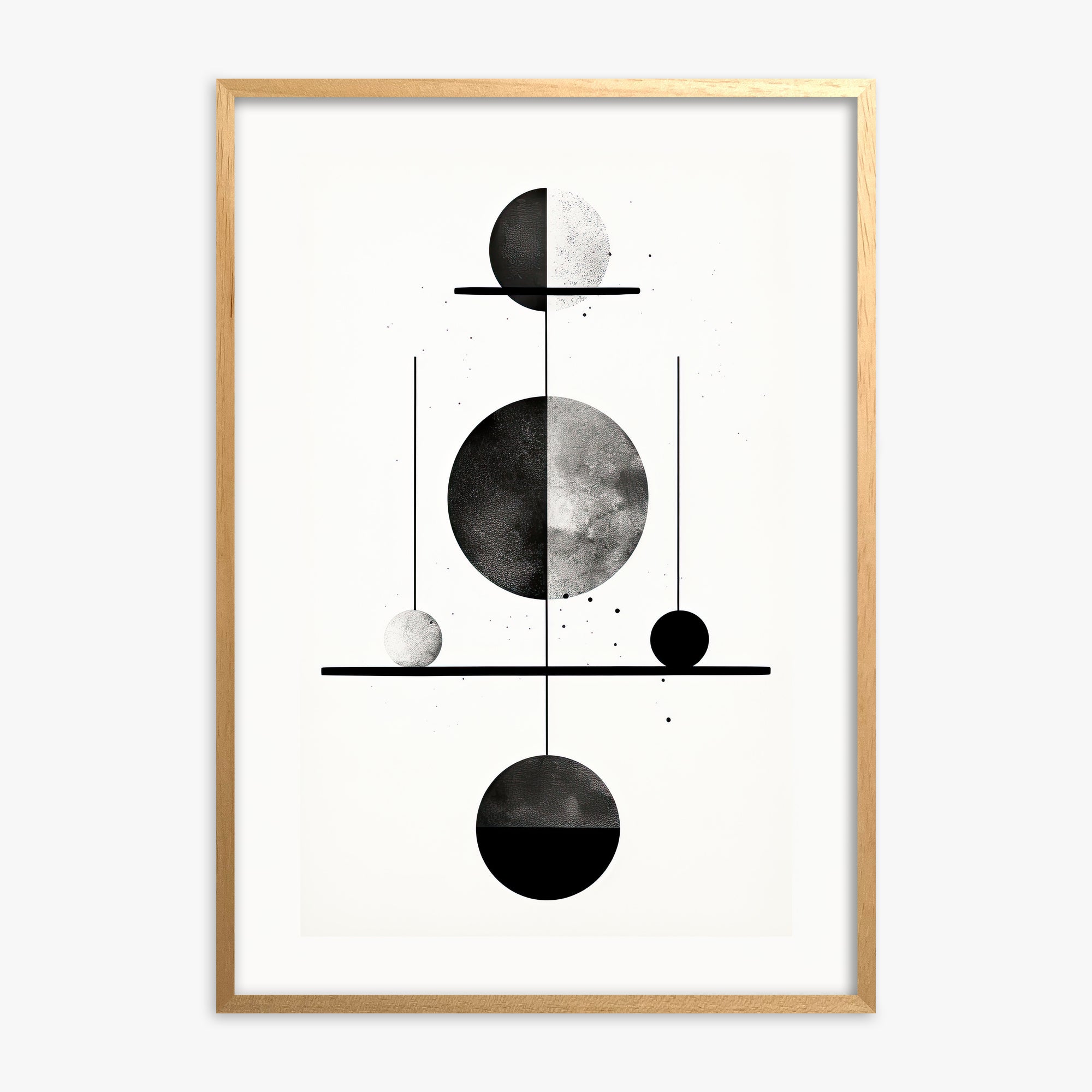 Equilibrium Spheres, Oak Framed Poster With Oak Frame