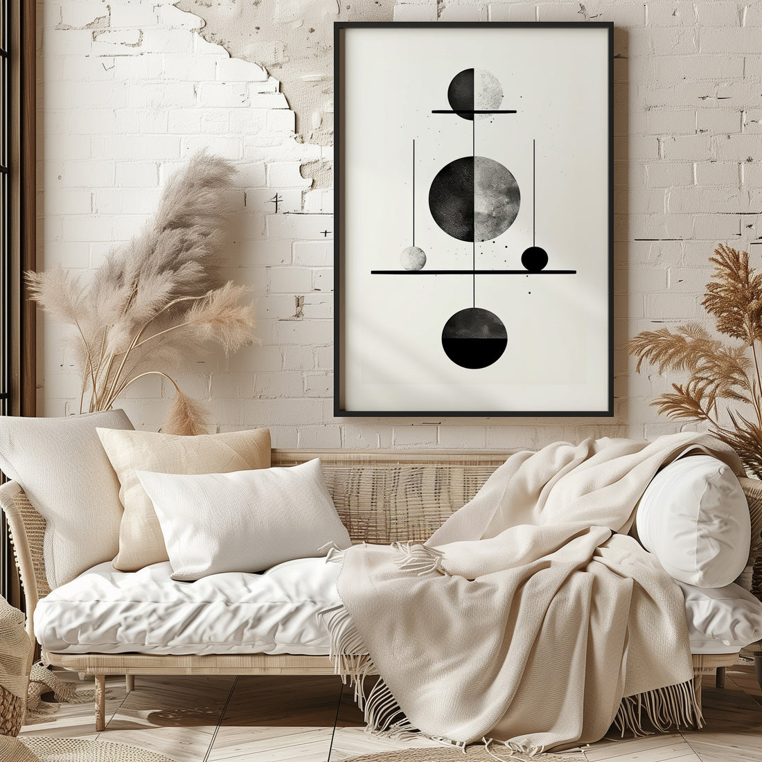 Equilibrium Spheres, 50x70cm Framed Poster With Black Frame
