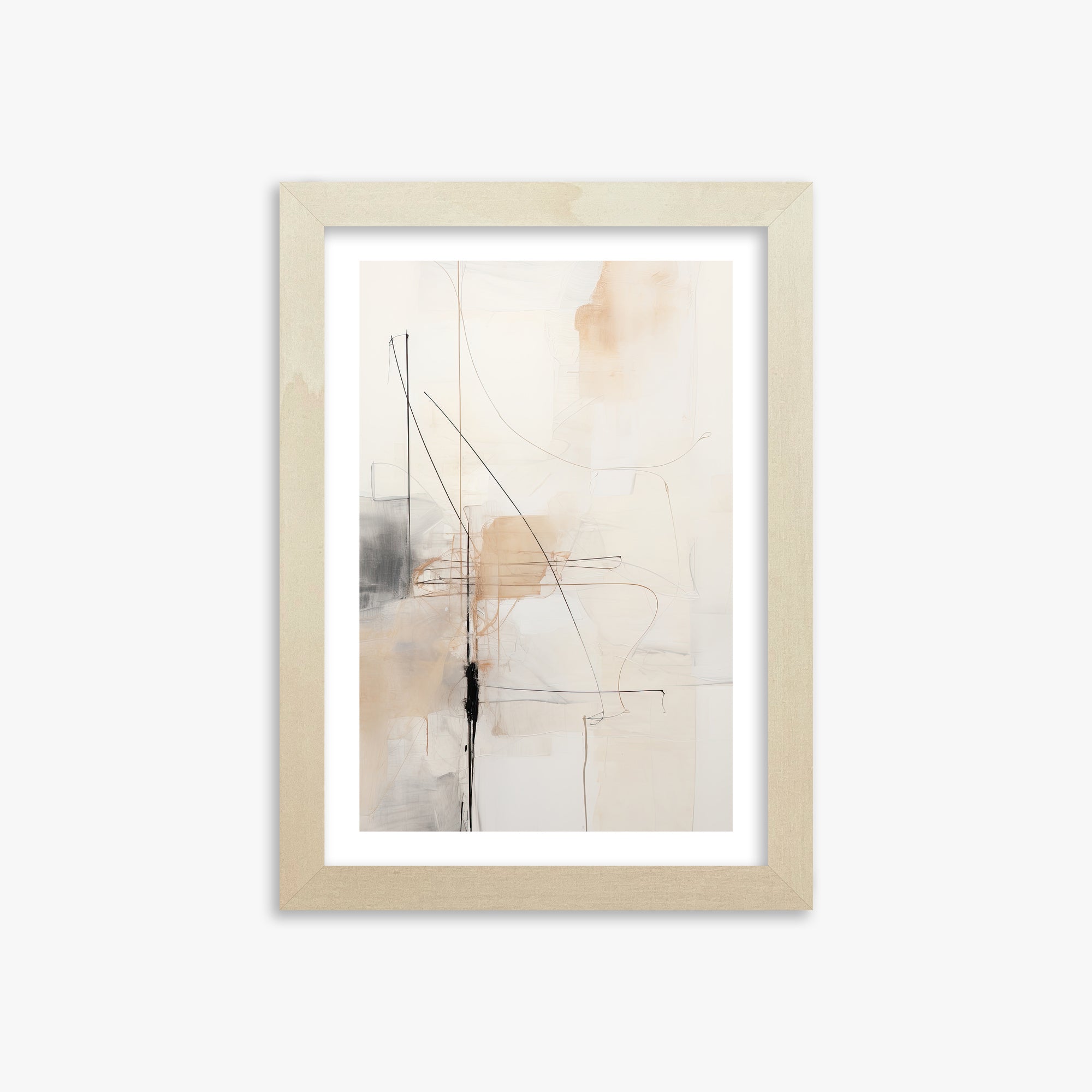 Veiled Blueprint, 21x30cm Framed Art Reproduction With Lime Wood Frame