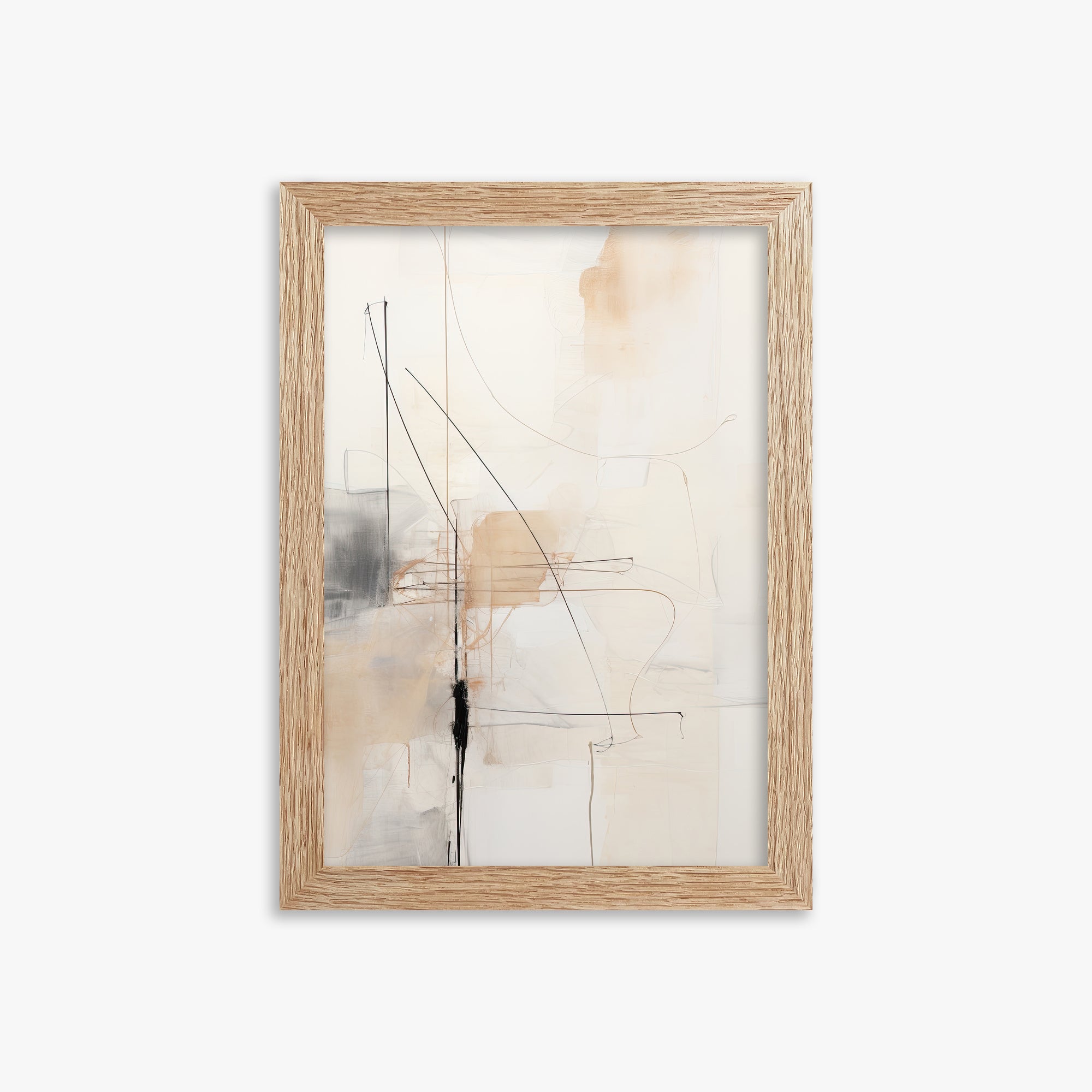 Veiled Blueprint, 21x30cm Framed Art Reproduction With Raw Oak Frame