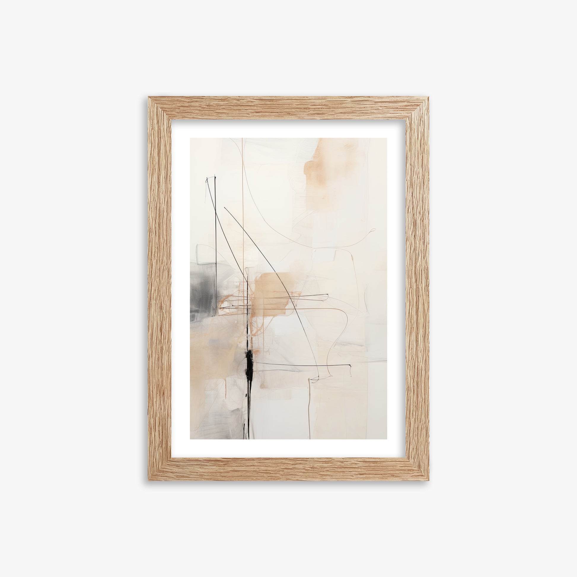 Veiled Blueprint, 21x30cm Framed Art Reproduction With Raw Oak Frame