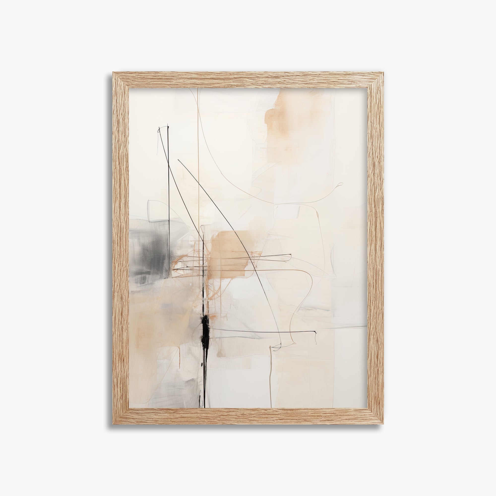 Veiled Blueprint, 30x40cm Framed Art Reproduction With Raw Oak Frame