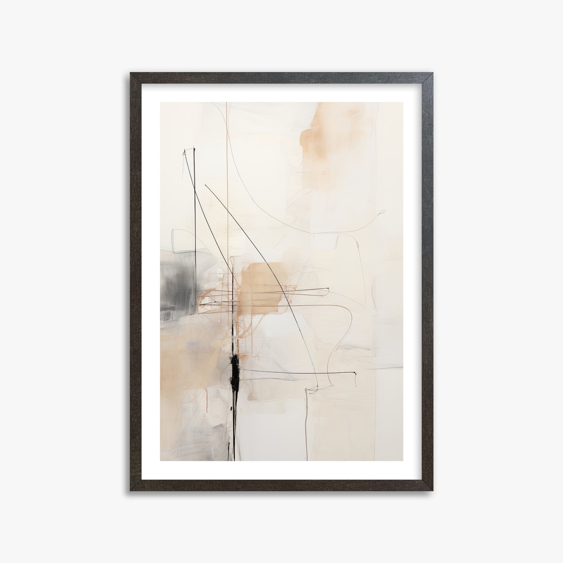 Veiled Blueprint, 50x70cm Framed Art Reproduction With Espresso Frame