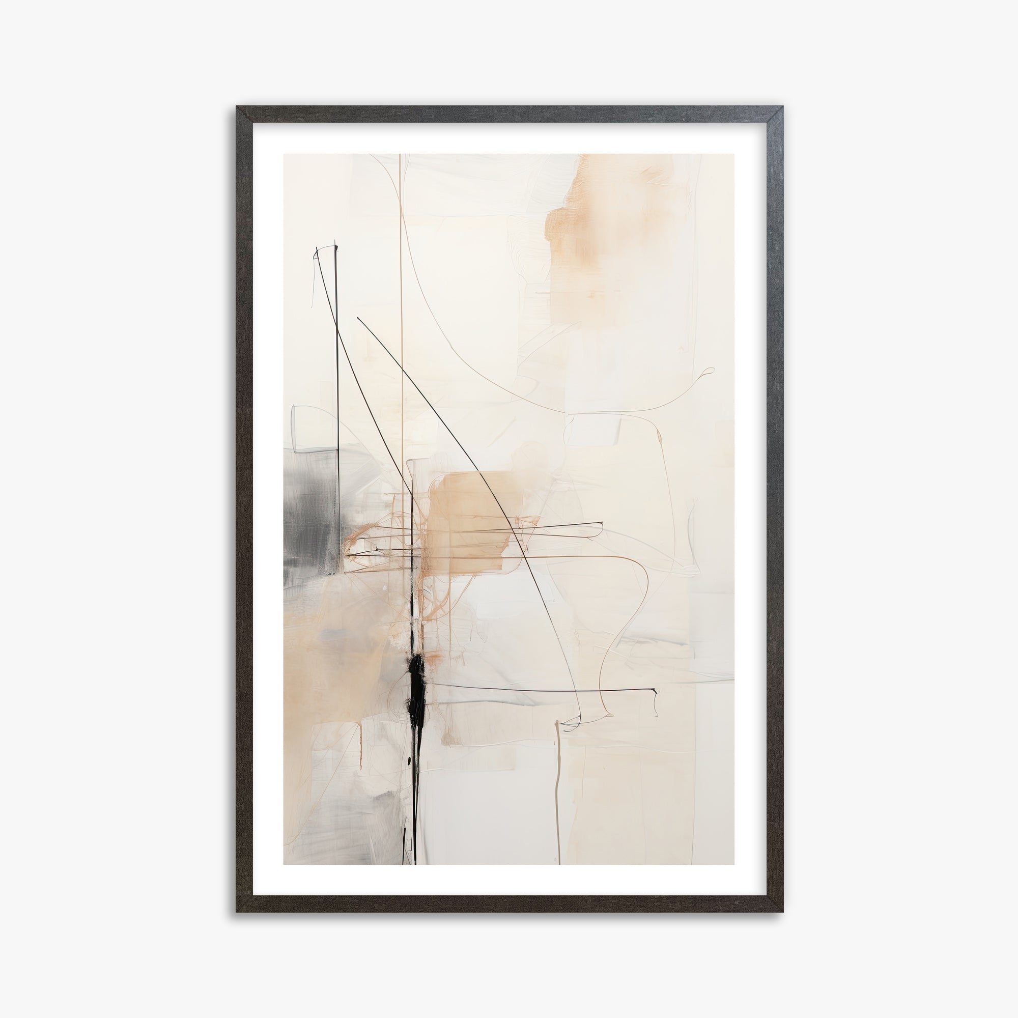 Veiled Blueprint, 61x91cm Framed Art Reproduction With Espresso Frame